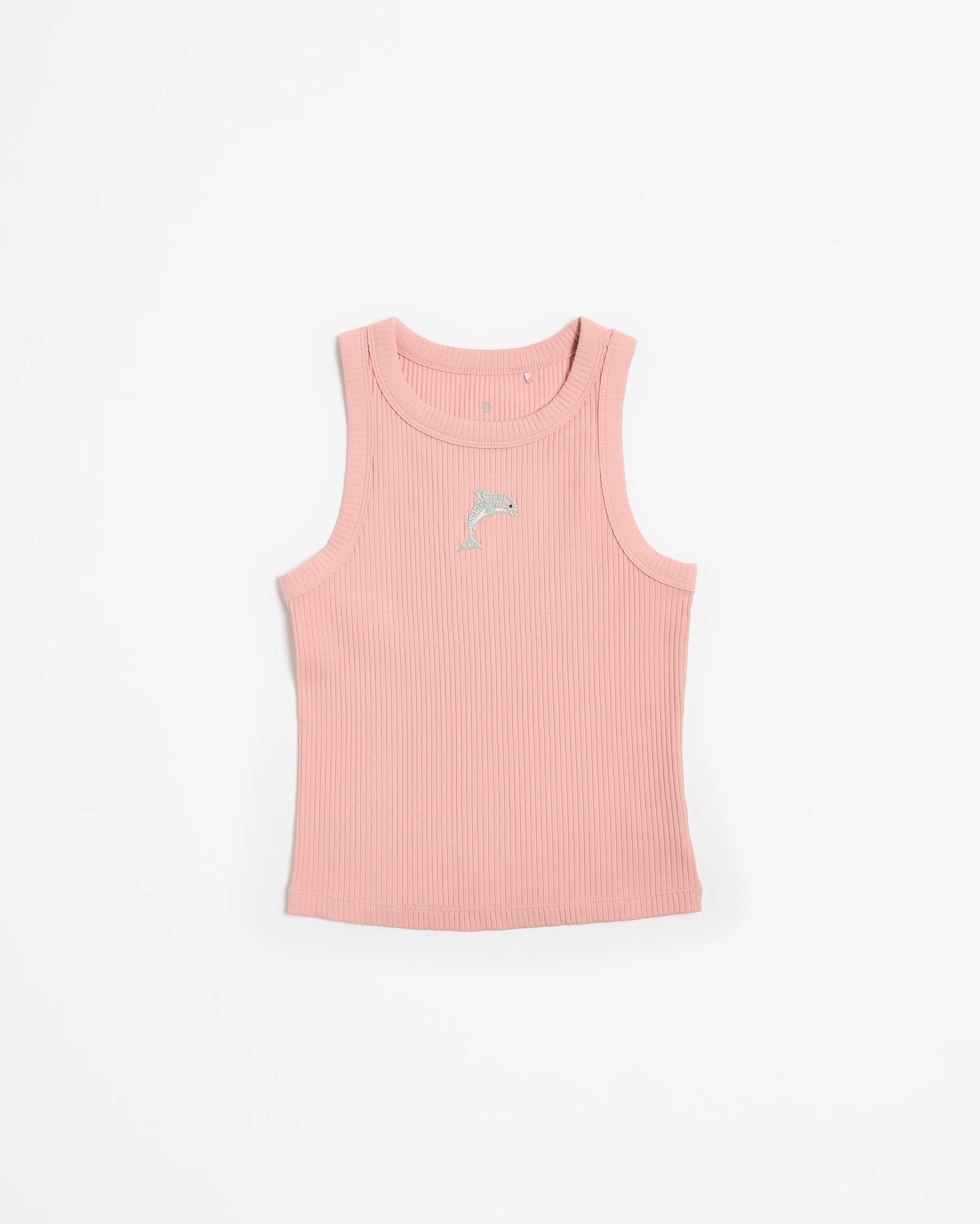 1 Target Australian Cotton Racer Back Rib Tank PINK DOLPHIN, 1 of 3