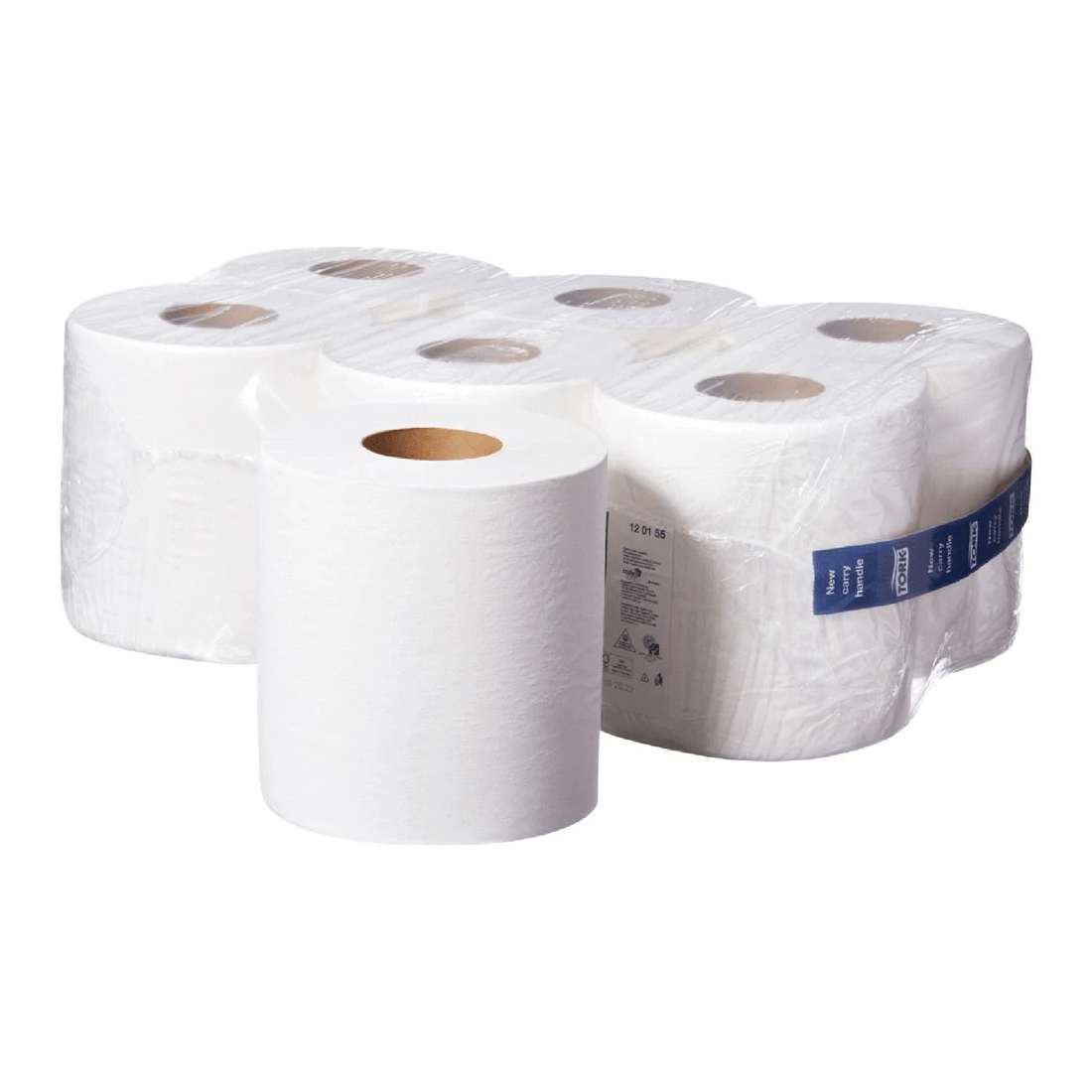 1 Tork Basic Paper Centrefeed Roll White 1 Ply 300m 6 Pack, 1 of 2