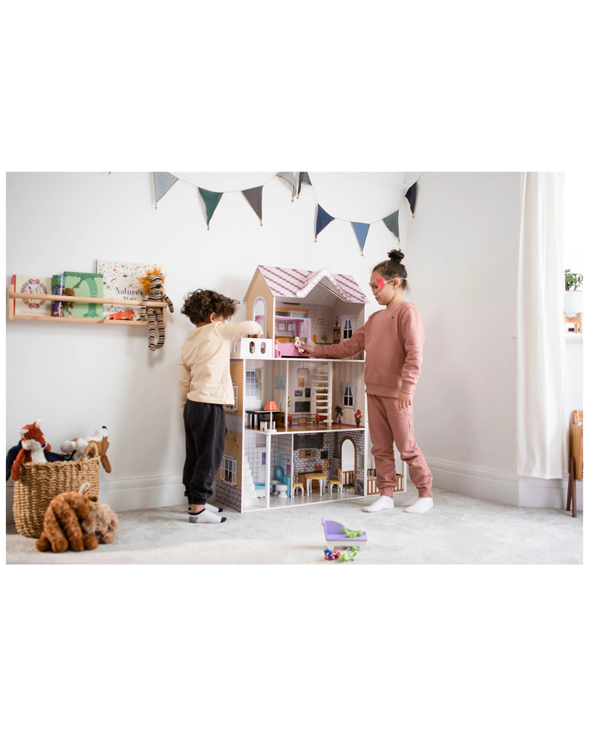 8 Plum Play Au Shorehouse Wooden Dolls House Three Storey With Furniture Set - Brown, 8 of 9