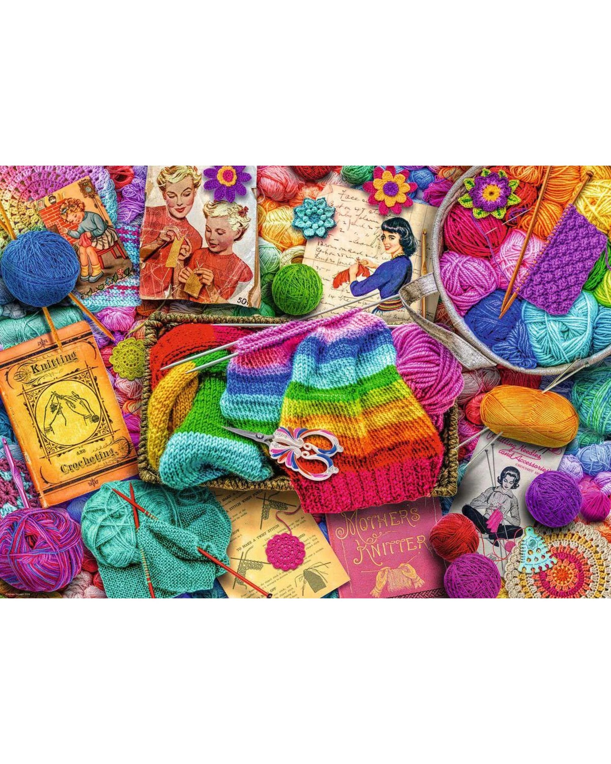 2 Ravensburger Vintage Knitting and Crochet 1000 Piece Jigsaw Puzzle, 2 of 2