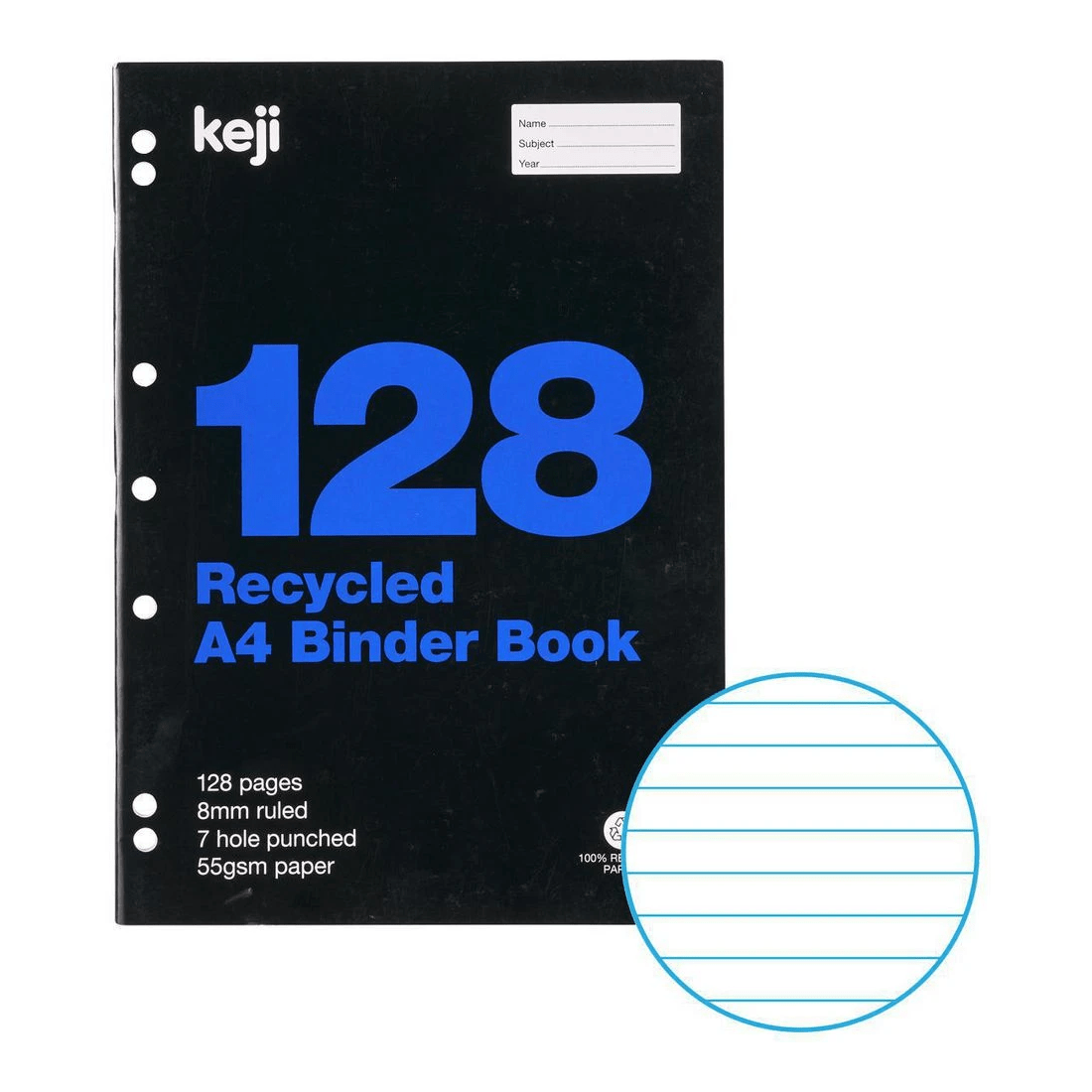 1 Keji A4 55gsm 8mm Ruled Binder Book 128 Page, 1 of 3