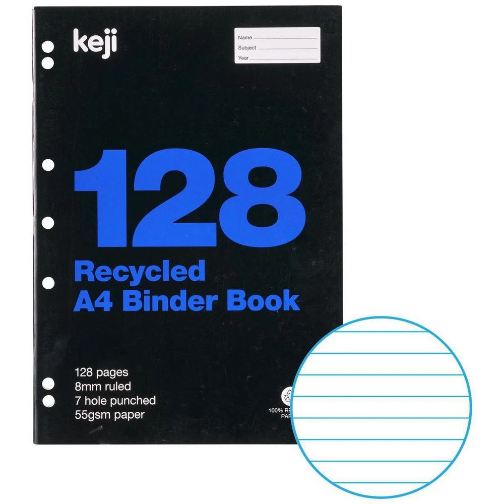 1 Keji A4 55gsm 8mm Ruled Binder Book 128 Page, 1 of 3