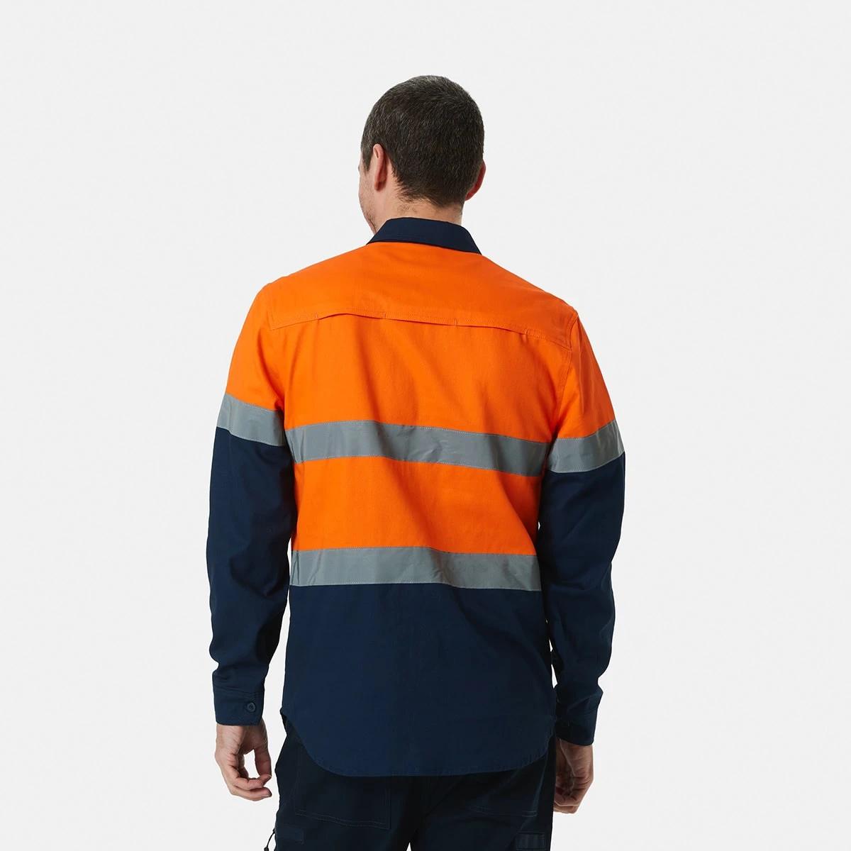 3 Workwear Hi-Visiblity Long Sleeve Reflective Shirt SAFETY ORANGE, 3 of 4