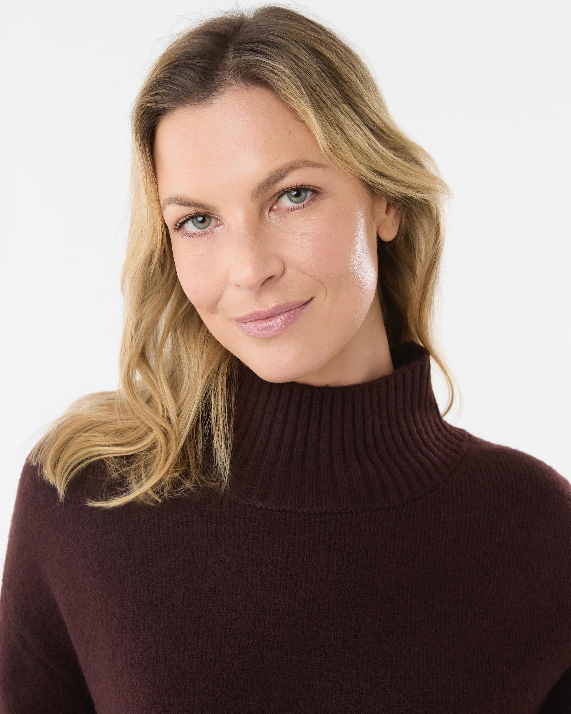 4 Funnel Split Hem Jumper Choc Plum, 4 of 6