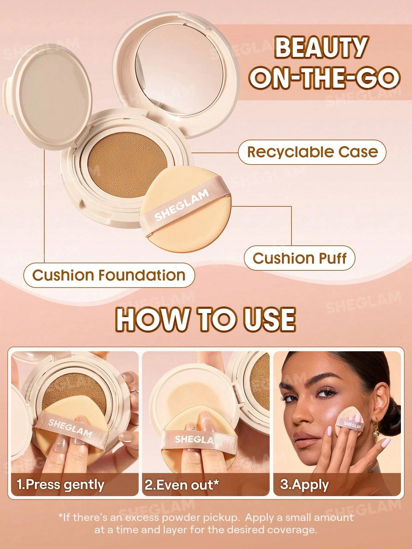 6 SHEGLAM Lock & Go Long-Lasting Cushion Foundation - Golden, 6 of 9