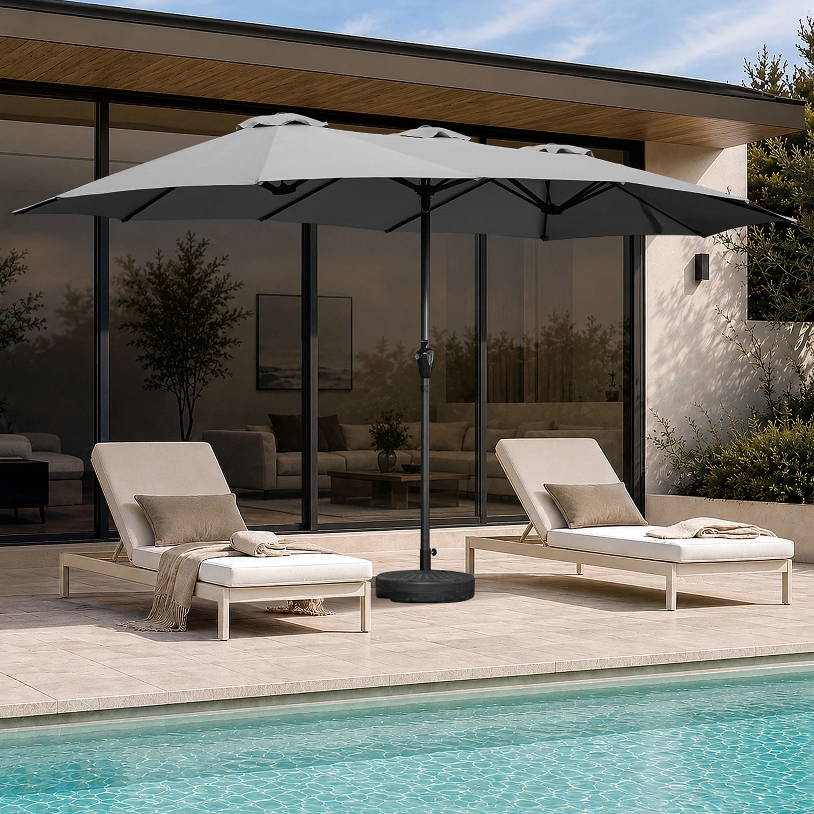 Livsip Outdoor Umbrella 4.52M Double-Sided Garden Shade with Base ...