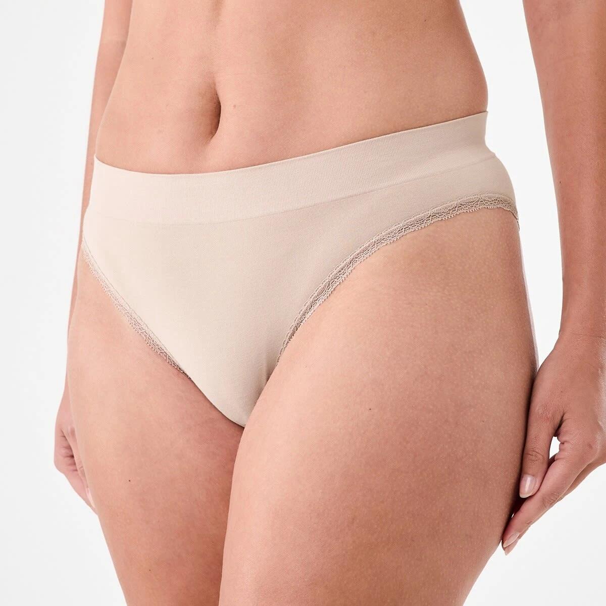 7 3 Pack Seamfree Bamboo Lace Bikini Briefs PINK CHALK, WHISPER WHITE, LIGHT FAWN, 7 of 9