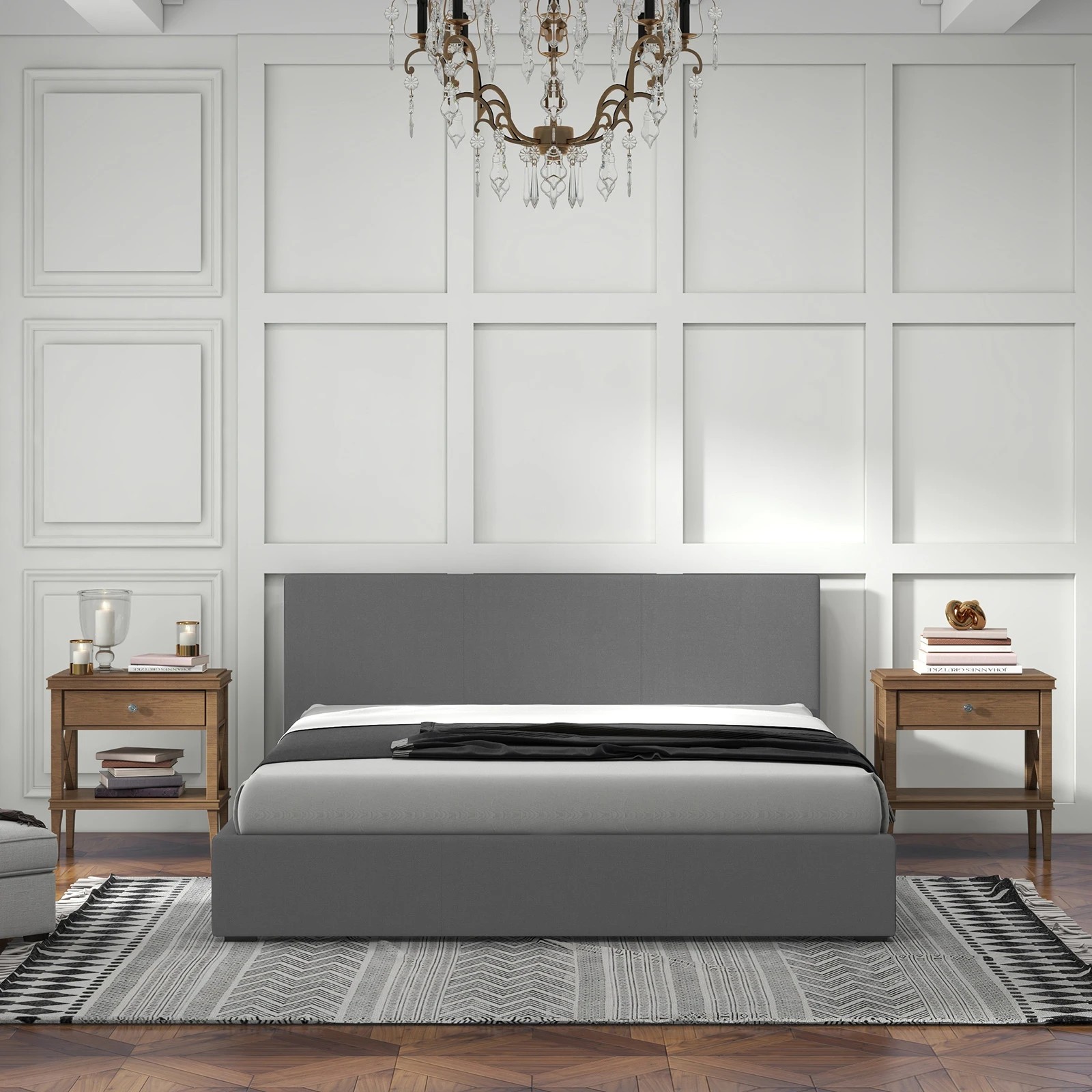 7 Milano Décor Sienna Luxury Bed Frame Base And Headboard Solid Wood Padded Fabric - Grey, 7 of 10