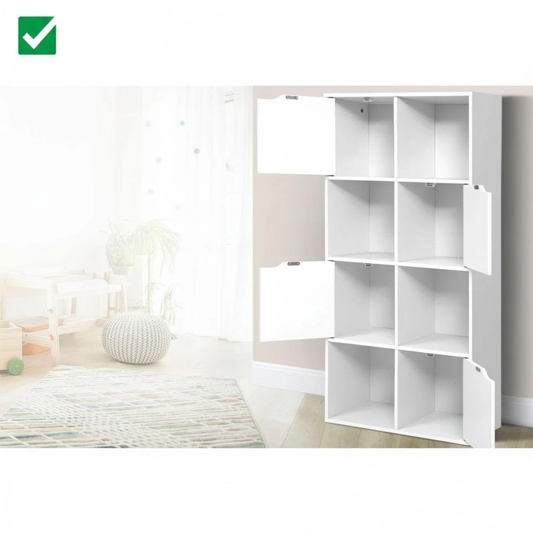 6 Artiss Bookshelf 8 Cube Shlef - White, 6 of 8