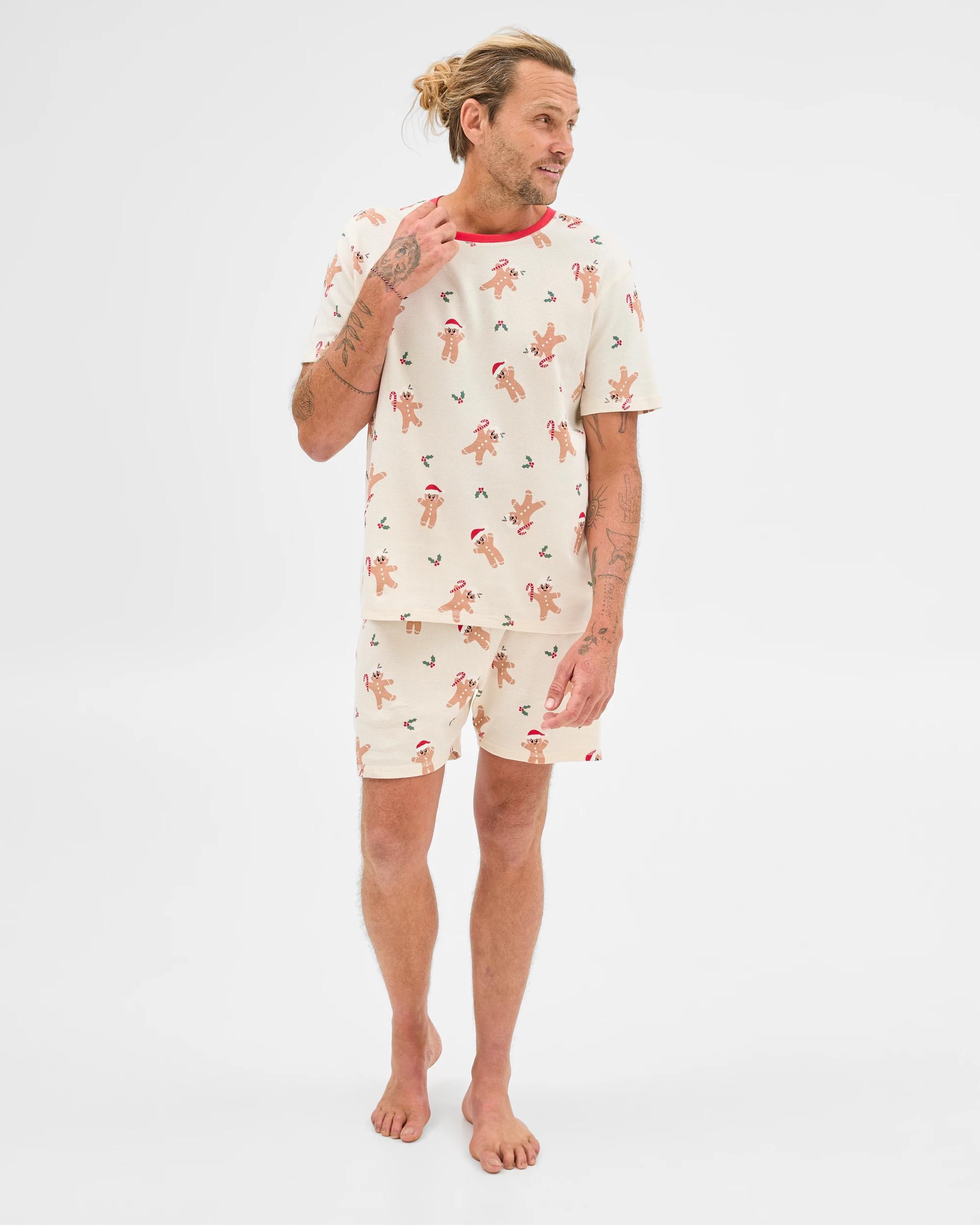 1 Target Family Matching Christmas Gingerbread Australian Cotton Mens Waffle Pyjama Set GINGERBREAD, 1 of 7