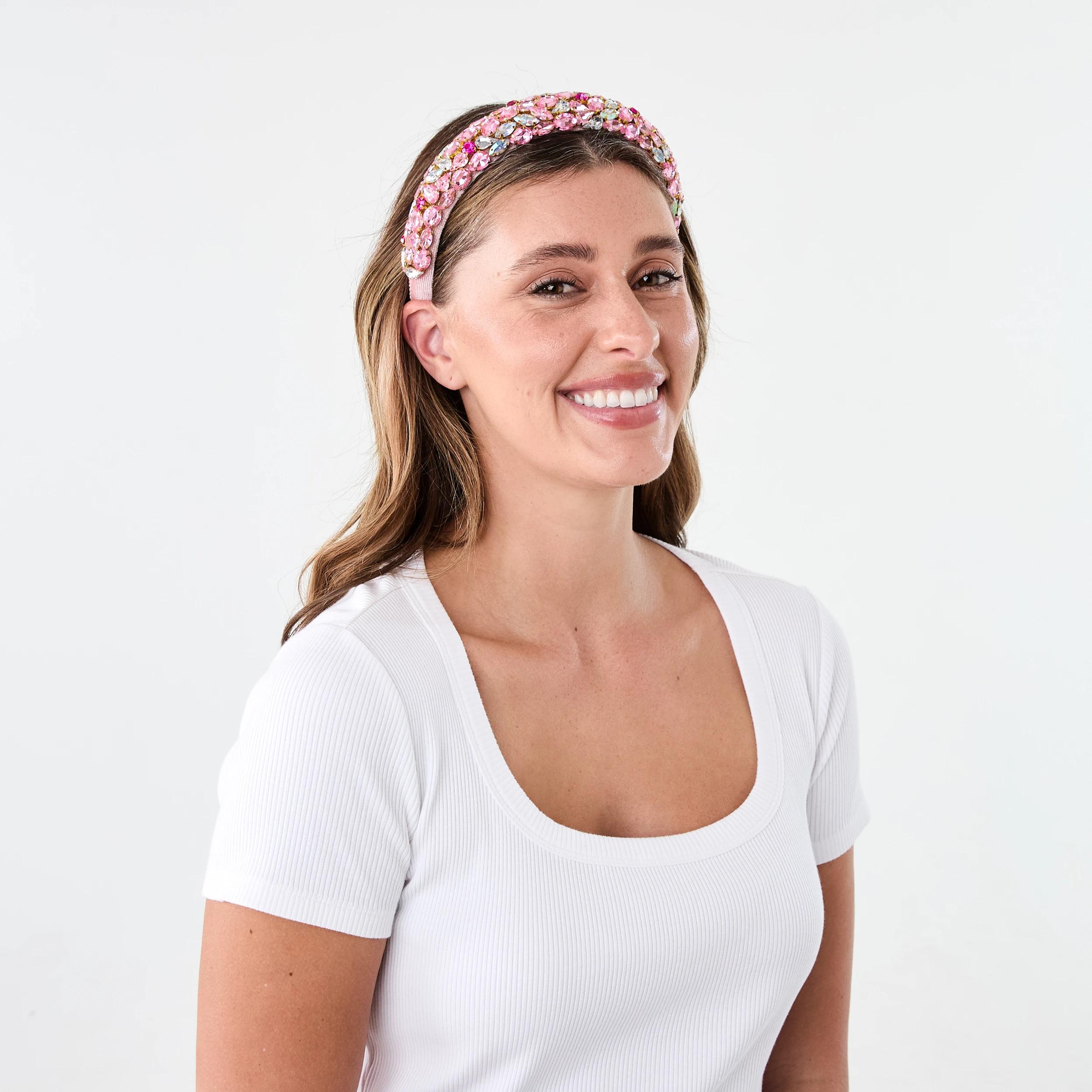 4 Statement Diamante Headband Pink, 4 of 5