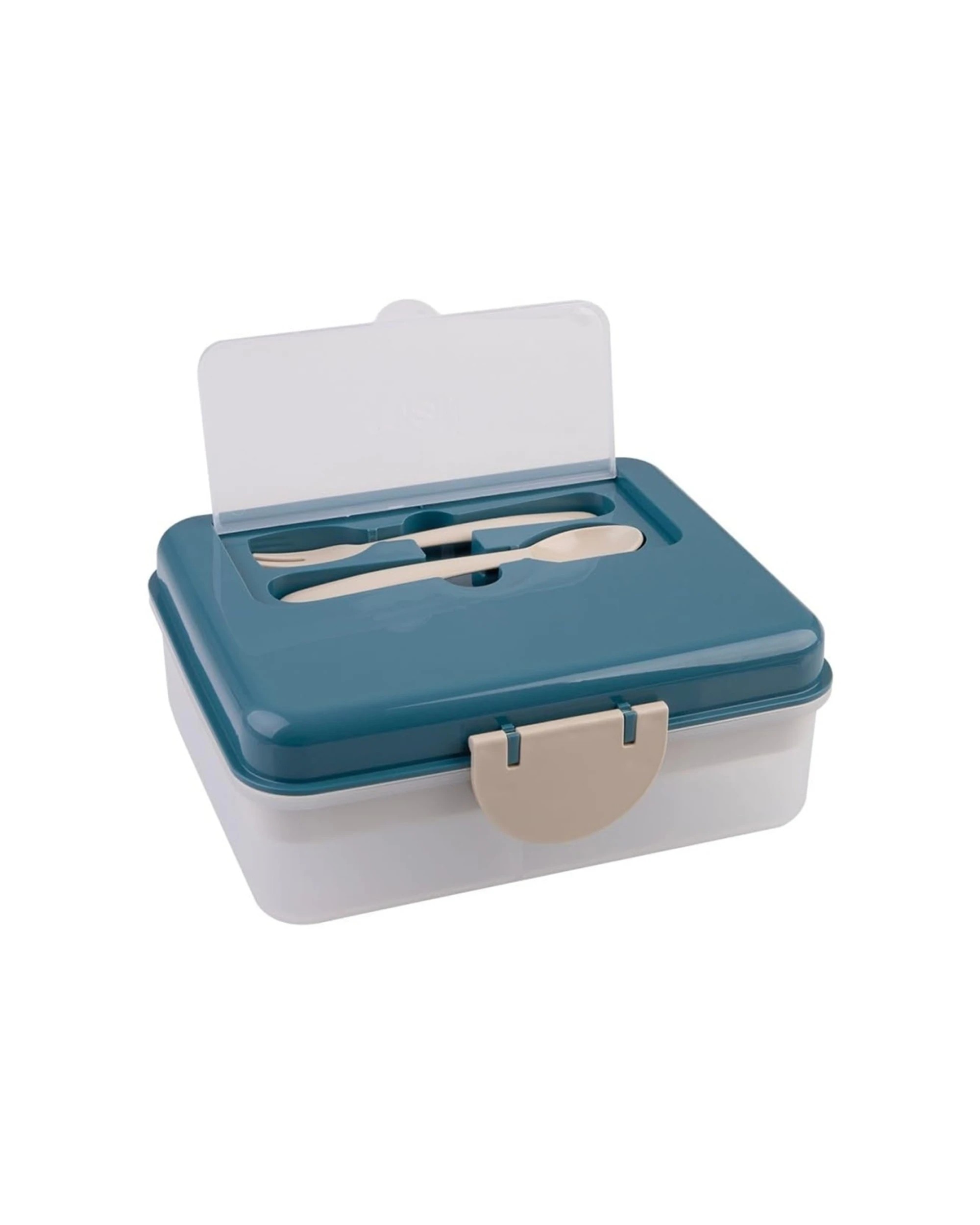 2 Melii Luxe 2-Tier Bento Box 6 Compartments With Spoon And Fork Easy Latch - Blue, 2 of 5
