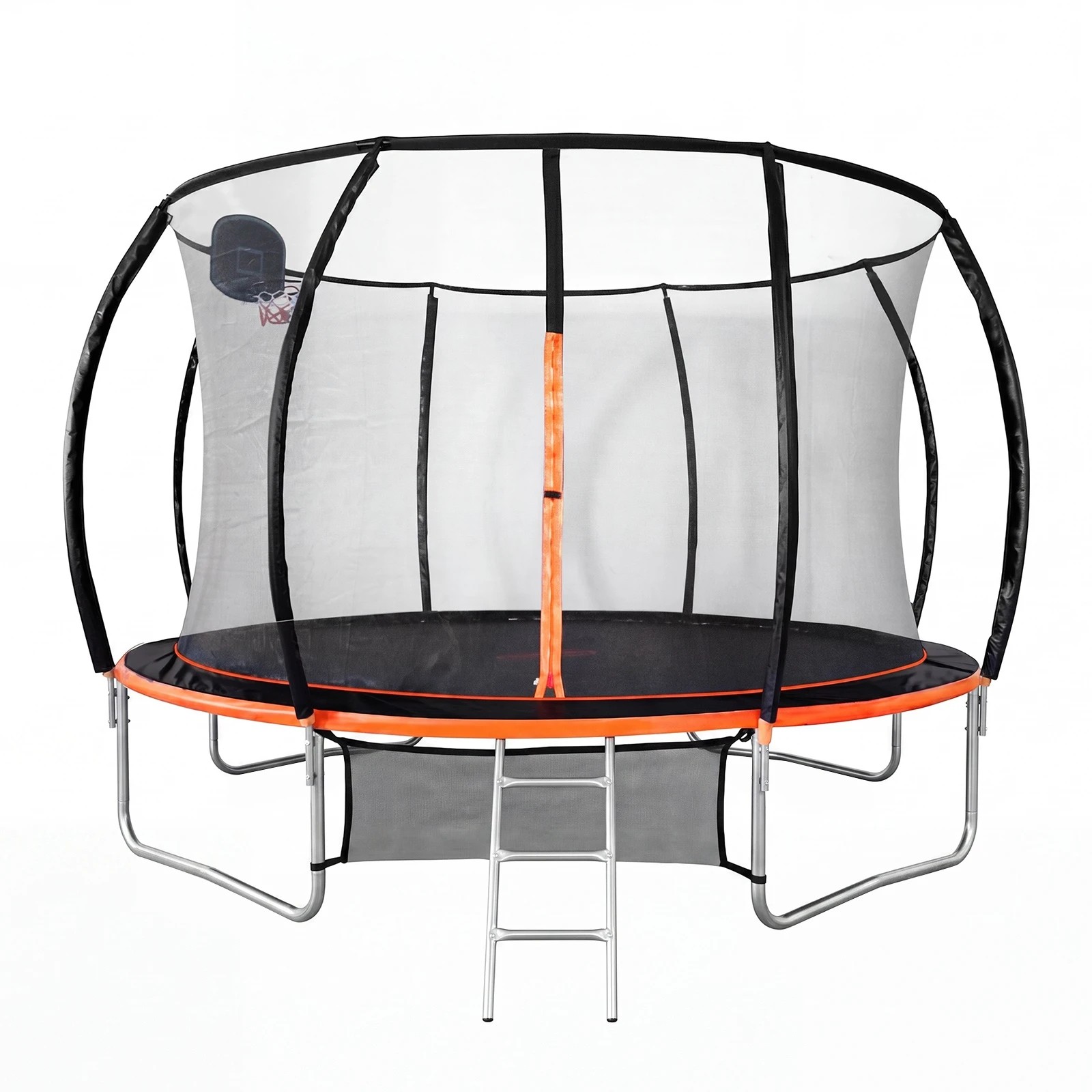 1 Mazam 14FT Kids Trampoline Safety Enclosure Net Basketball Set Ladder Round - Multi, 1 of 4