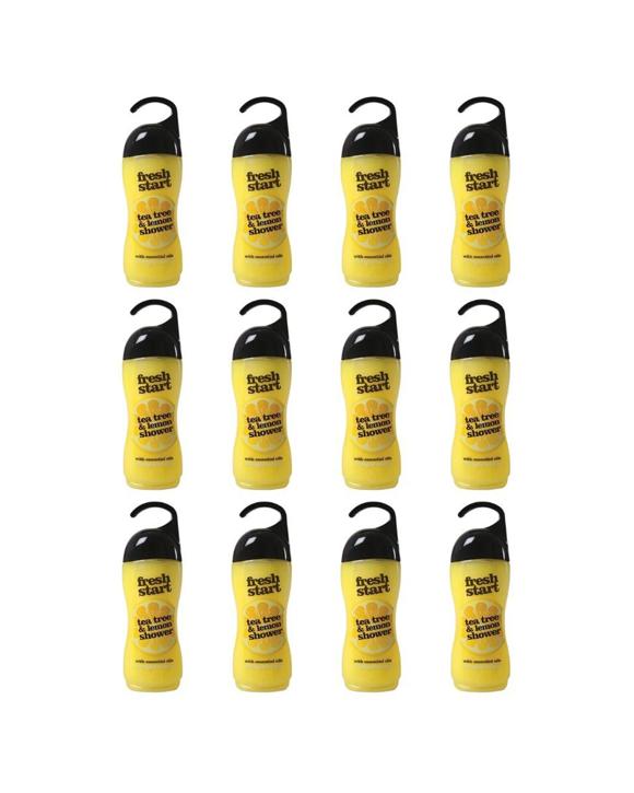 Fresh Start 12PK Fresh Start Shower Gel Body Wash Tea Tree Lemon Scent 400ml - Yellow