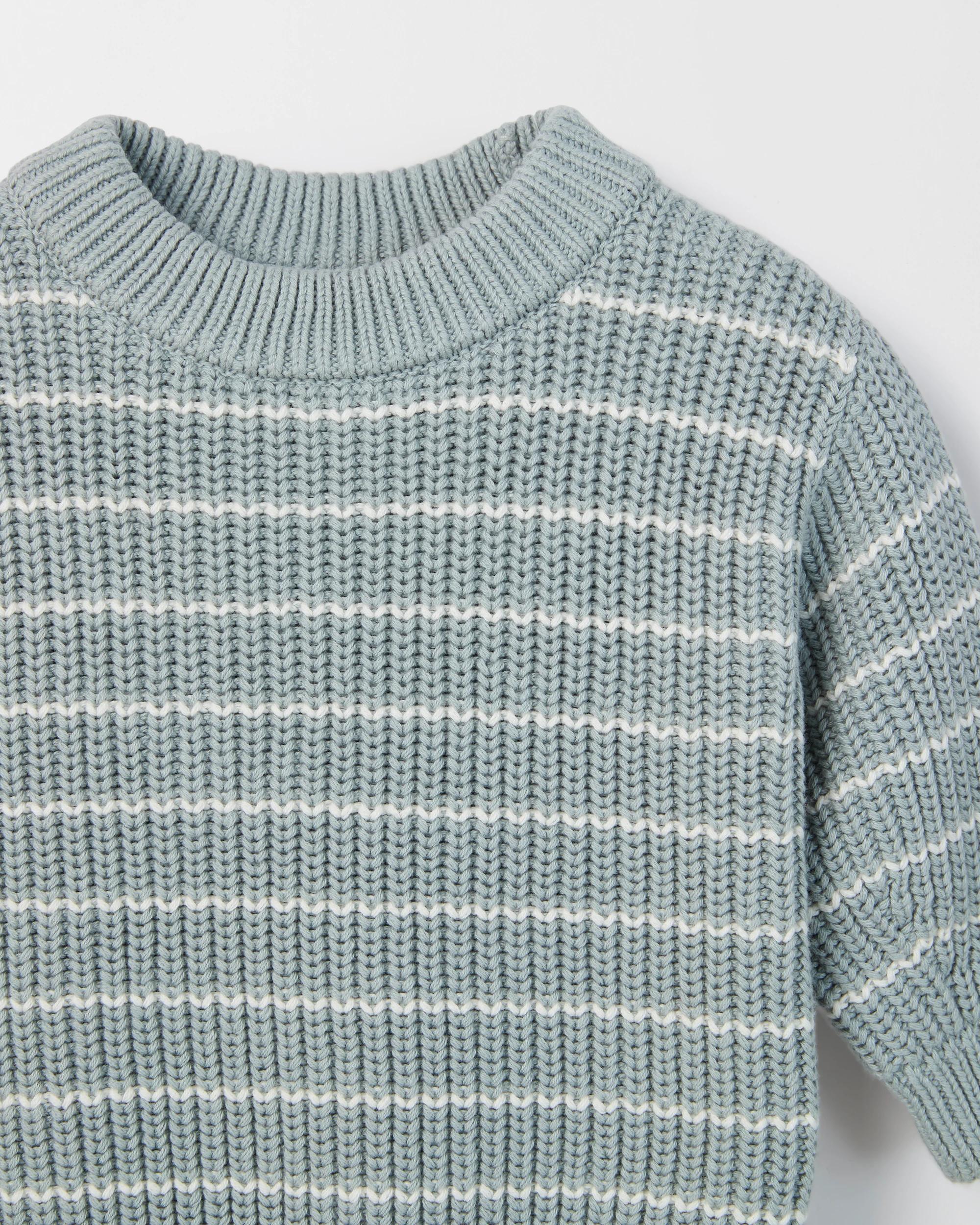 4 Target Baby Baby Organic Cotton Chunky Rib Knit Jumper STRIPE TEAL, 4 of 4