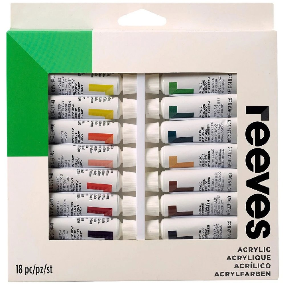 1 Reeves Acrylic Colour Paint Set 12mL 18 Pack, 1 of 1