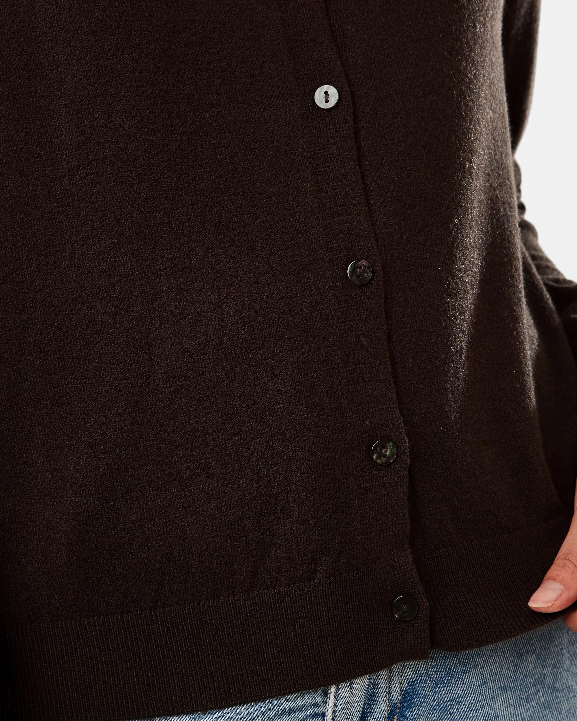 6 Lightweight Crew Neck Cardigan Melt Brown, 6 of 6