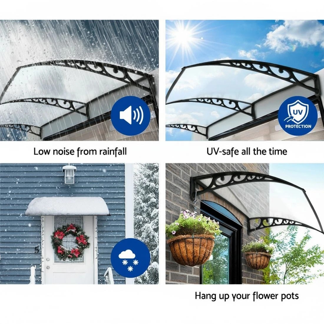 5 Instahut Window Door Awning 1mx1.2m Transparent - Clear, 5 of 7