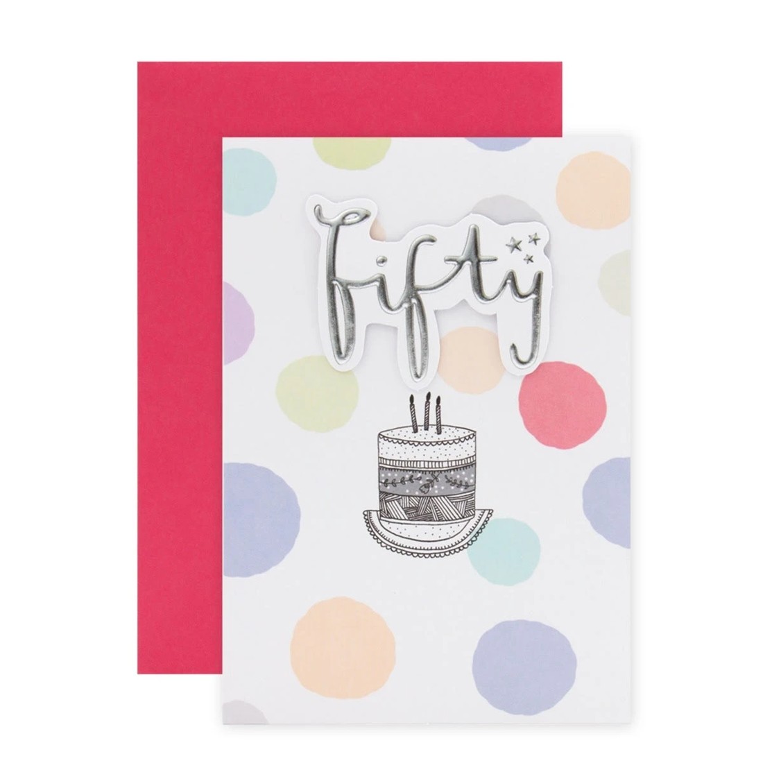 1 Connections from Hallmark 50th Birthday Card - Cake and Spots, 1 of 3