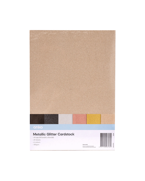 24 Pack Metallic Glitter Cardstock