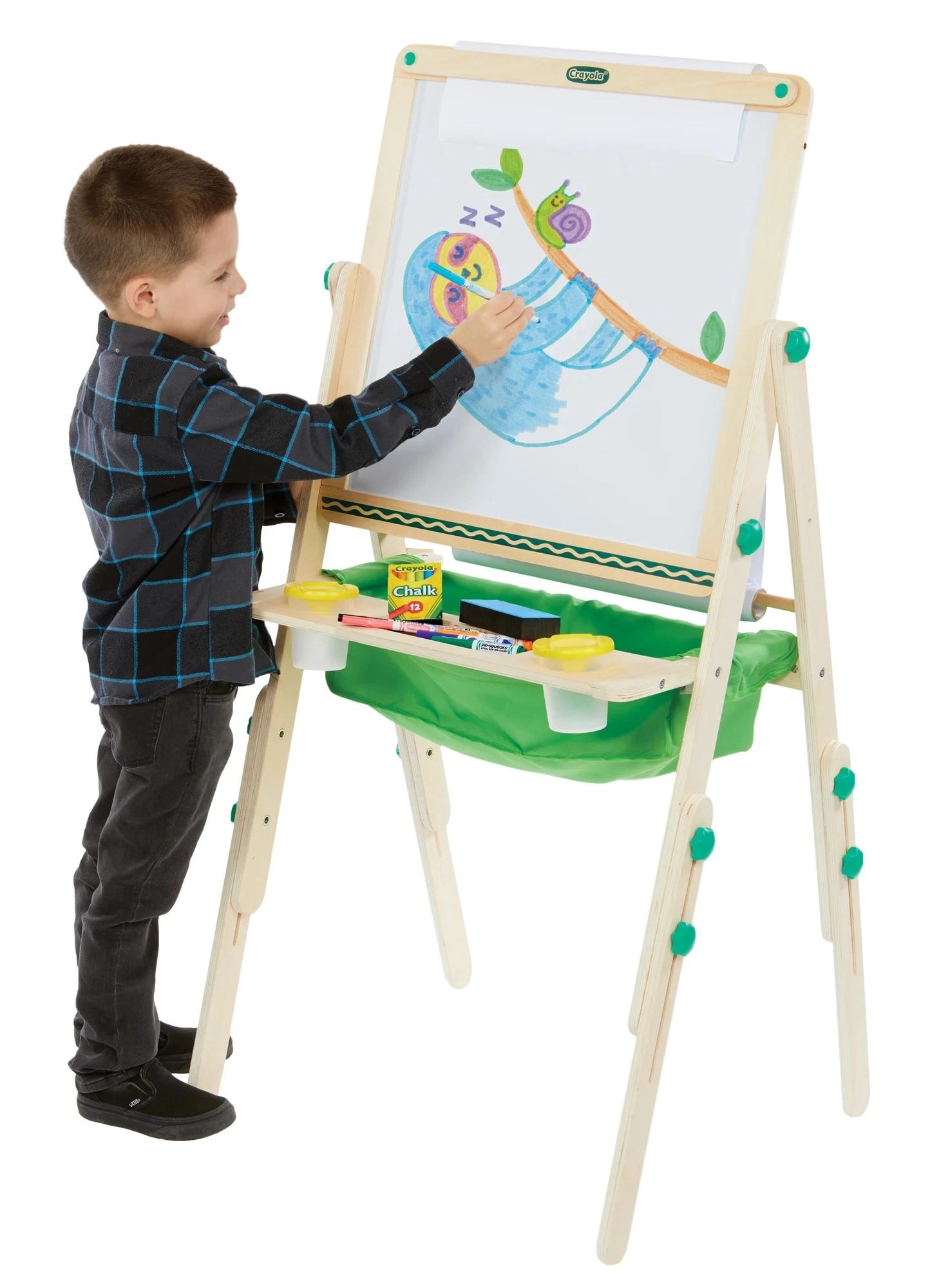 1 Crayola Kids Deluxe Wooden Art Easel Dual-Sided - Multi, 1 of 8