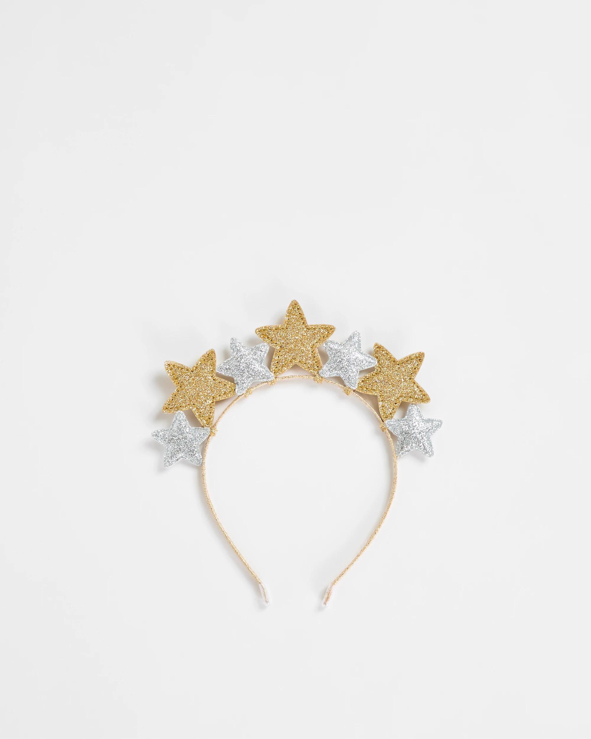 1 Target Kids Christmas Metallic Puff Stars Headband GOLD / SILVER, 1 of 3