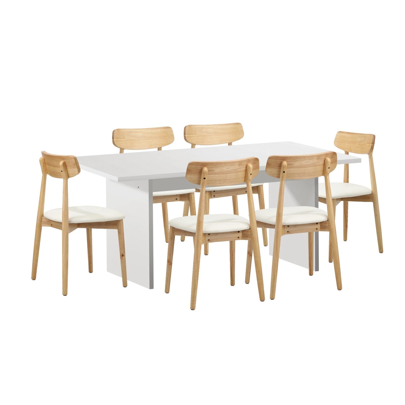 6 Oikiture 6-Seater Dining Table and Chairs Wooden Furniture Set - Multi, 6 of 9