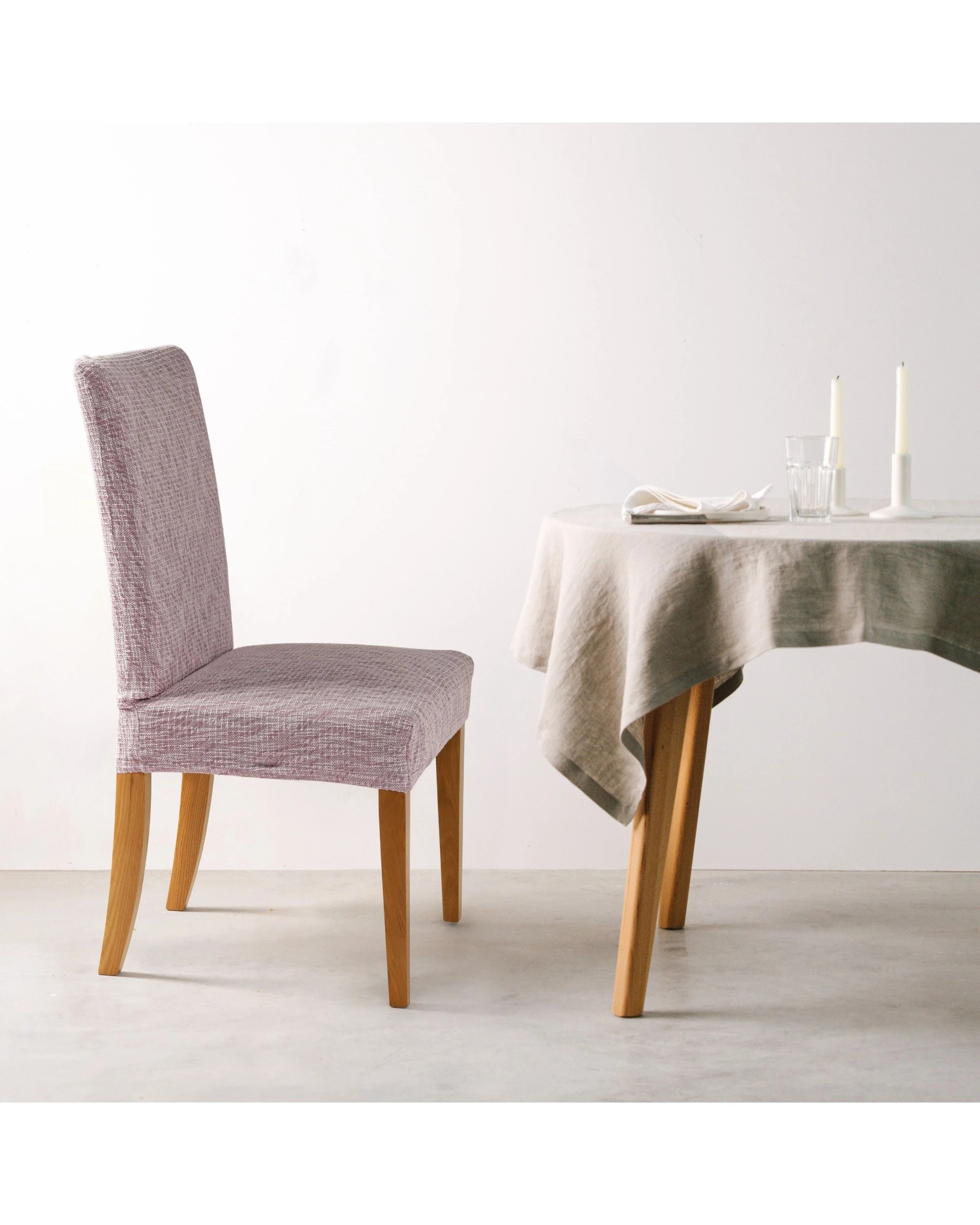 1 Sherwood Faux Linen Stretch Fit Chair Cover - Rose, 1 of 3