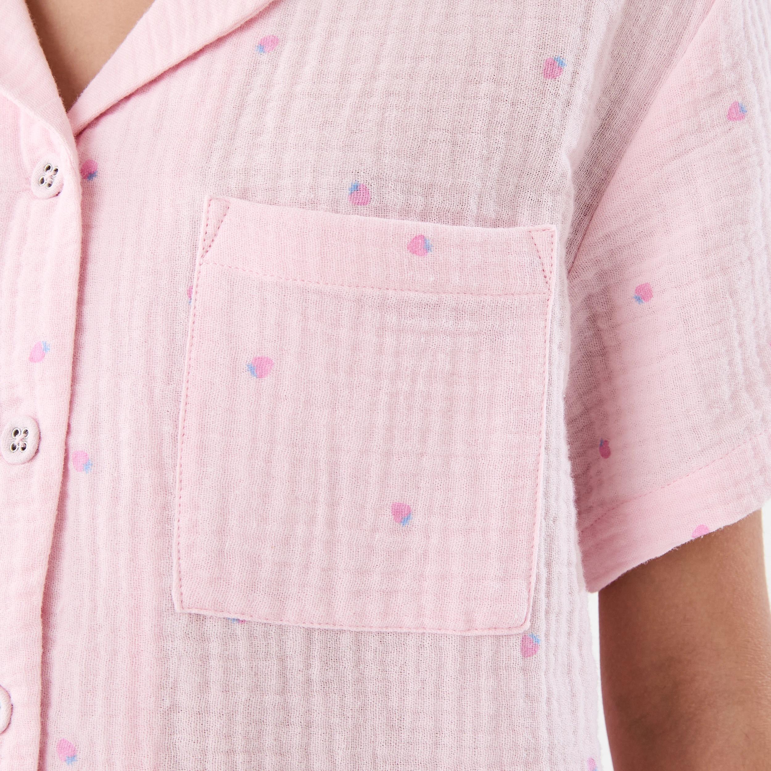 5 Short Sleeve Woven Pyjama Set PINK STRAWBERRY, 5 of 8