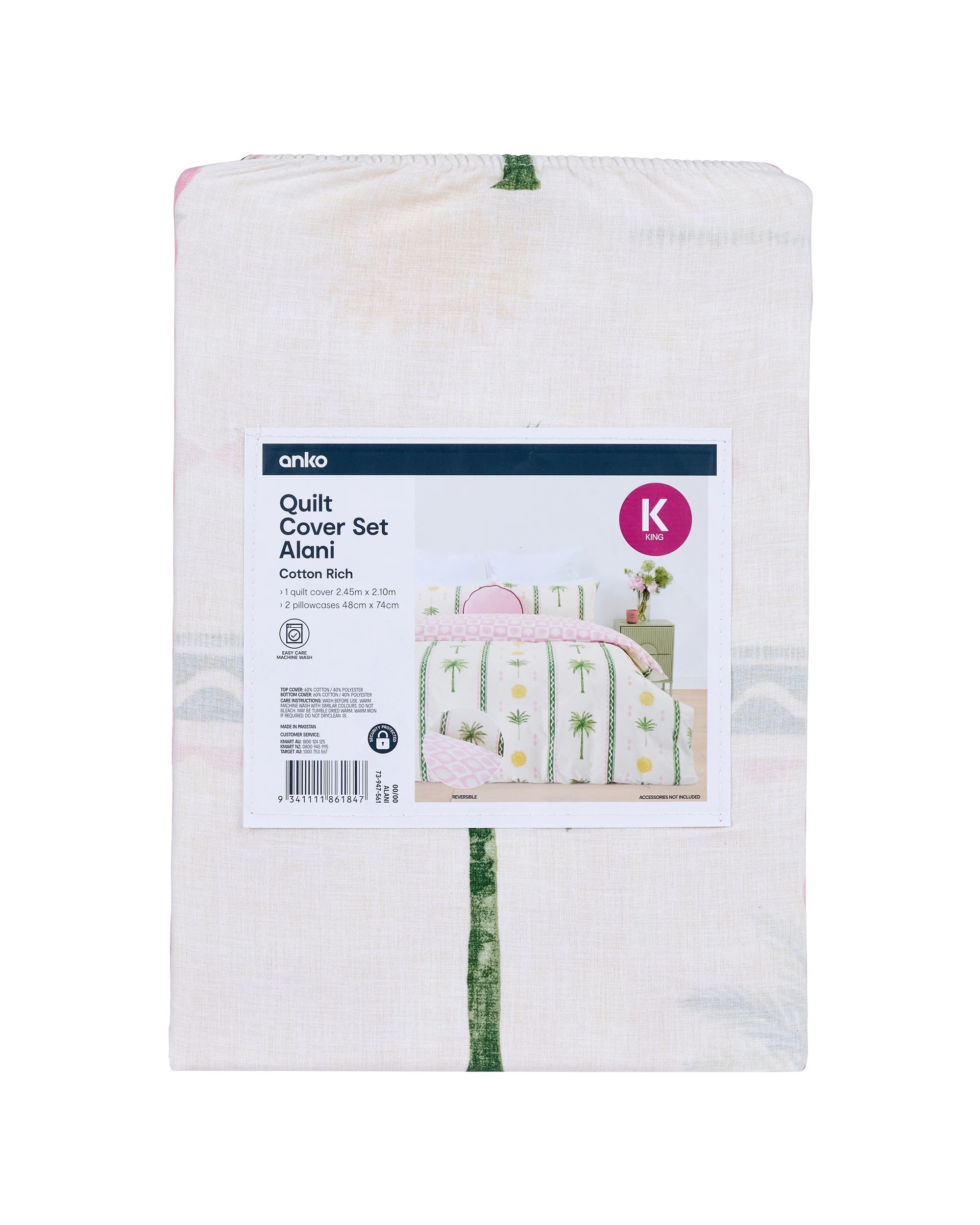 8 Alani Cotton Rich Reversible Quilt Cover Set - King Bed, 8 of 8