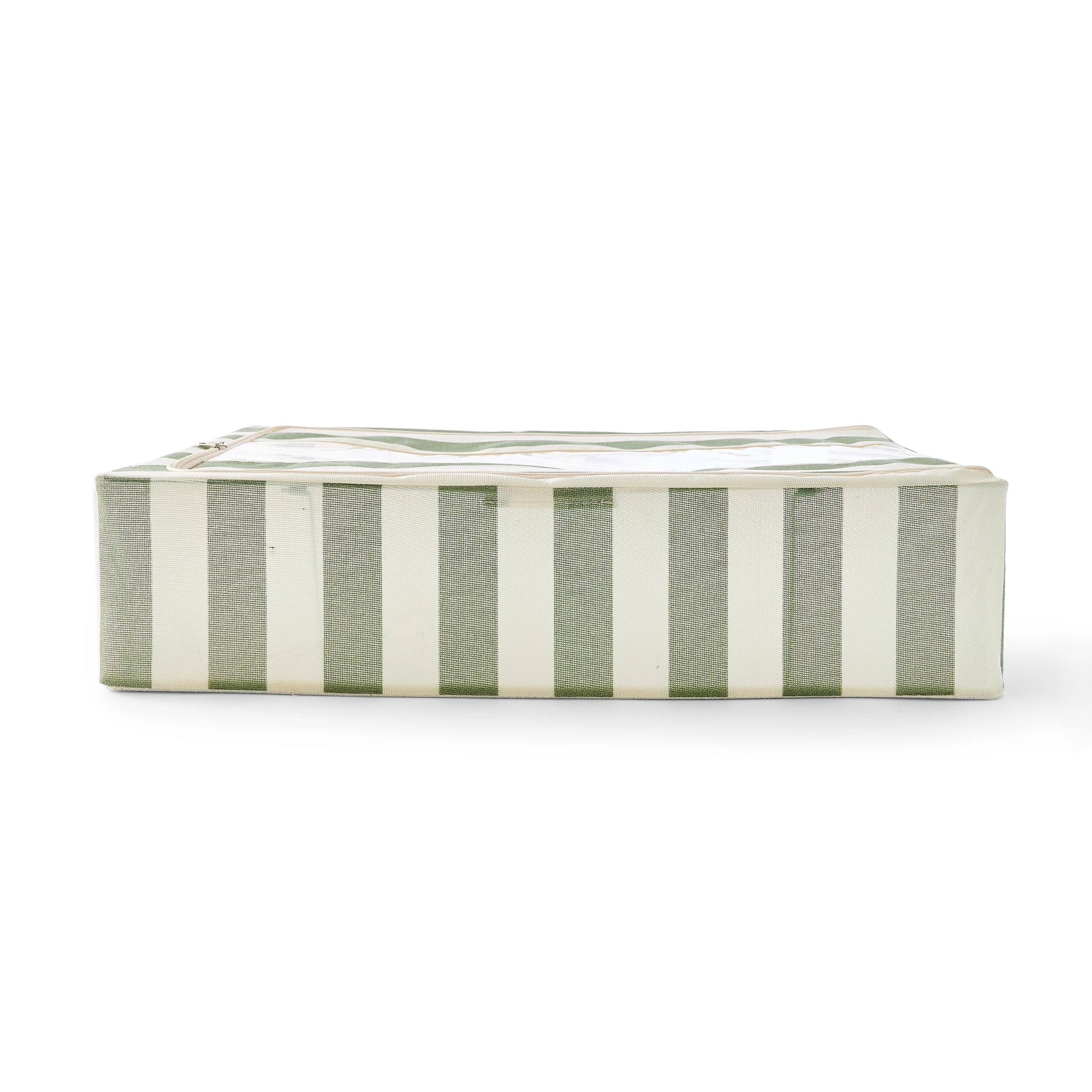 7 Linen Look Underbed Collapsible Box - Green Stripe, 7 of 8