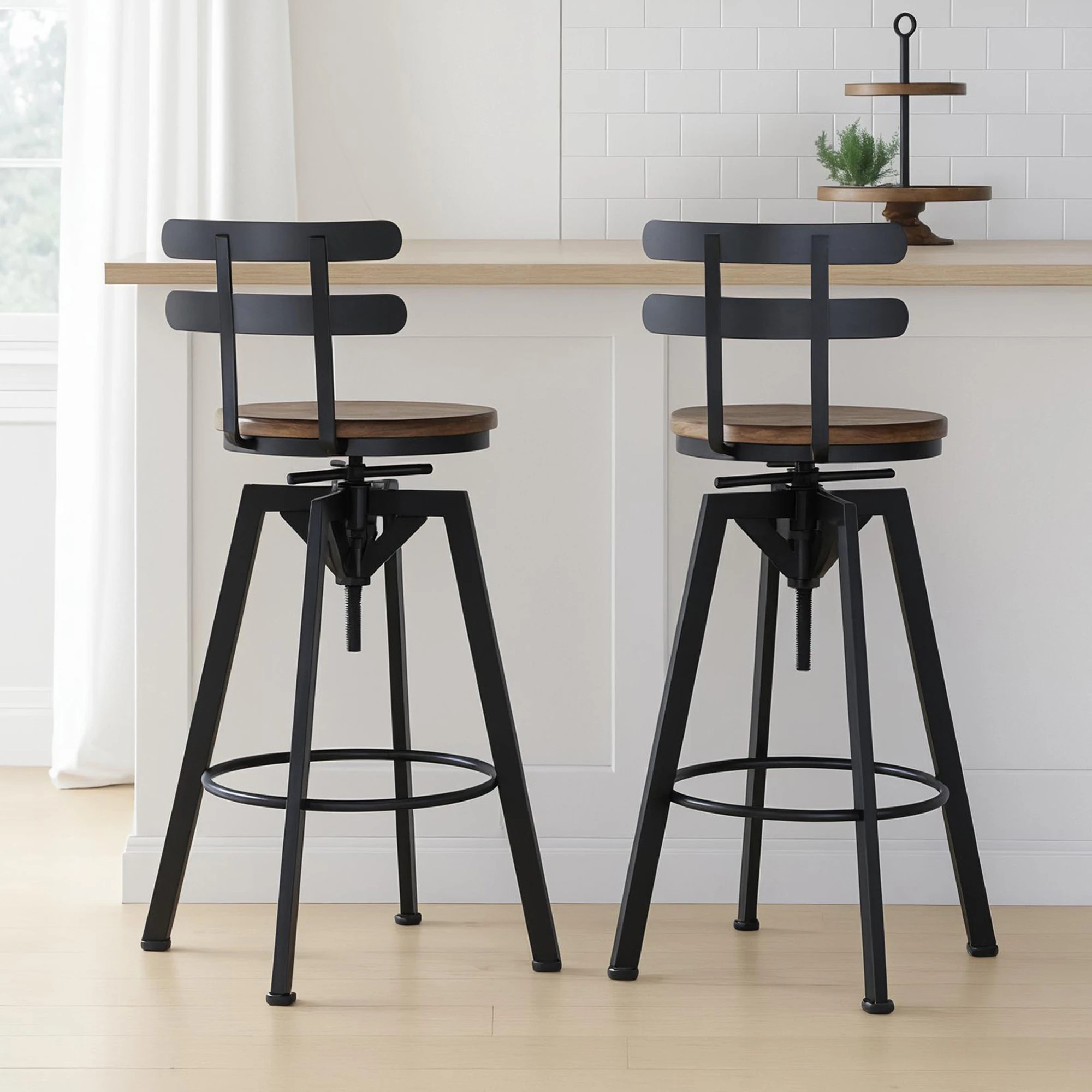 8 Levede 2x Adjustable Bar Stools - Black, 8 of 8