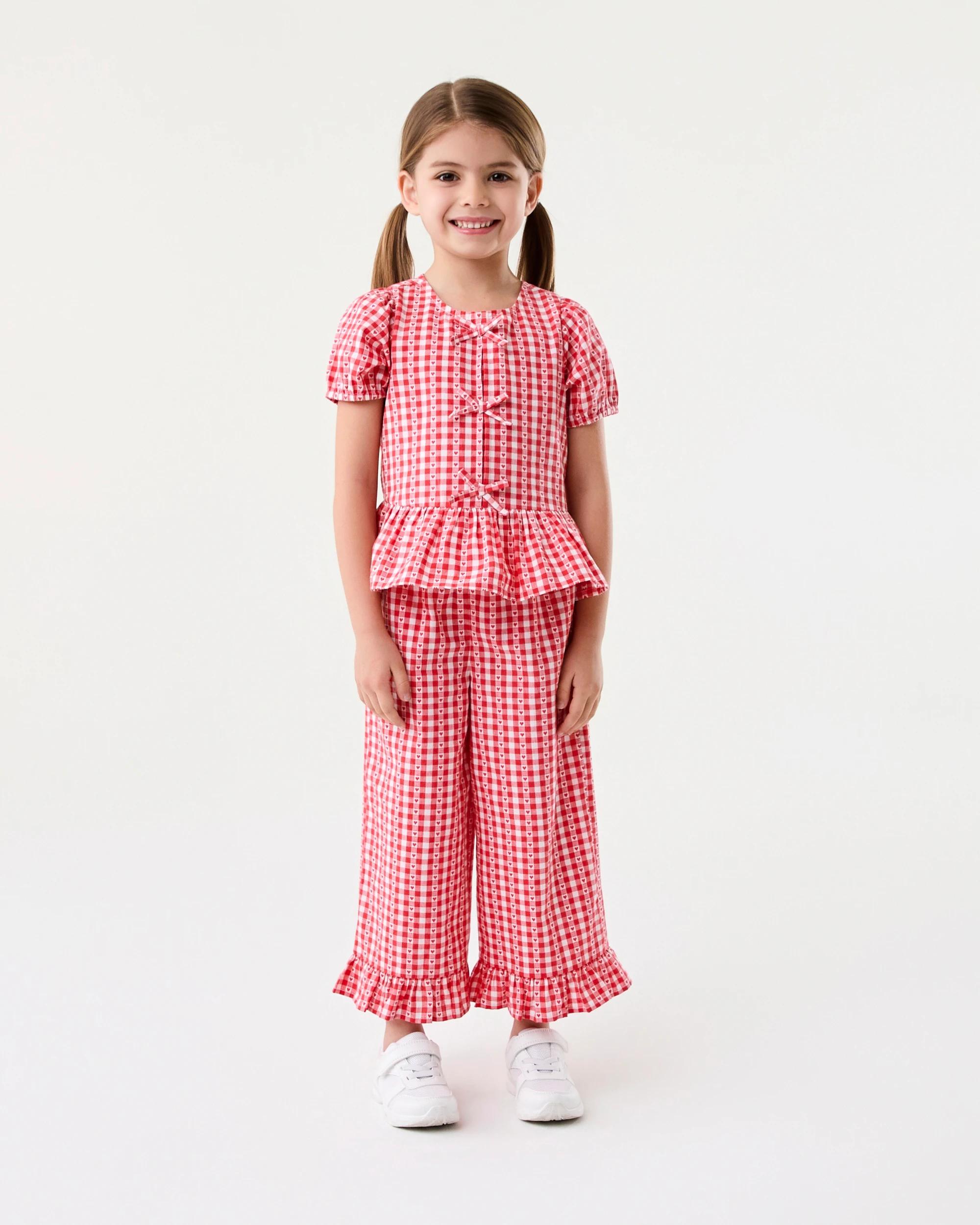 6 Woven Frill Top Red Check, 6 of 7