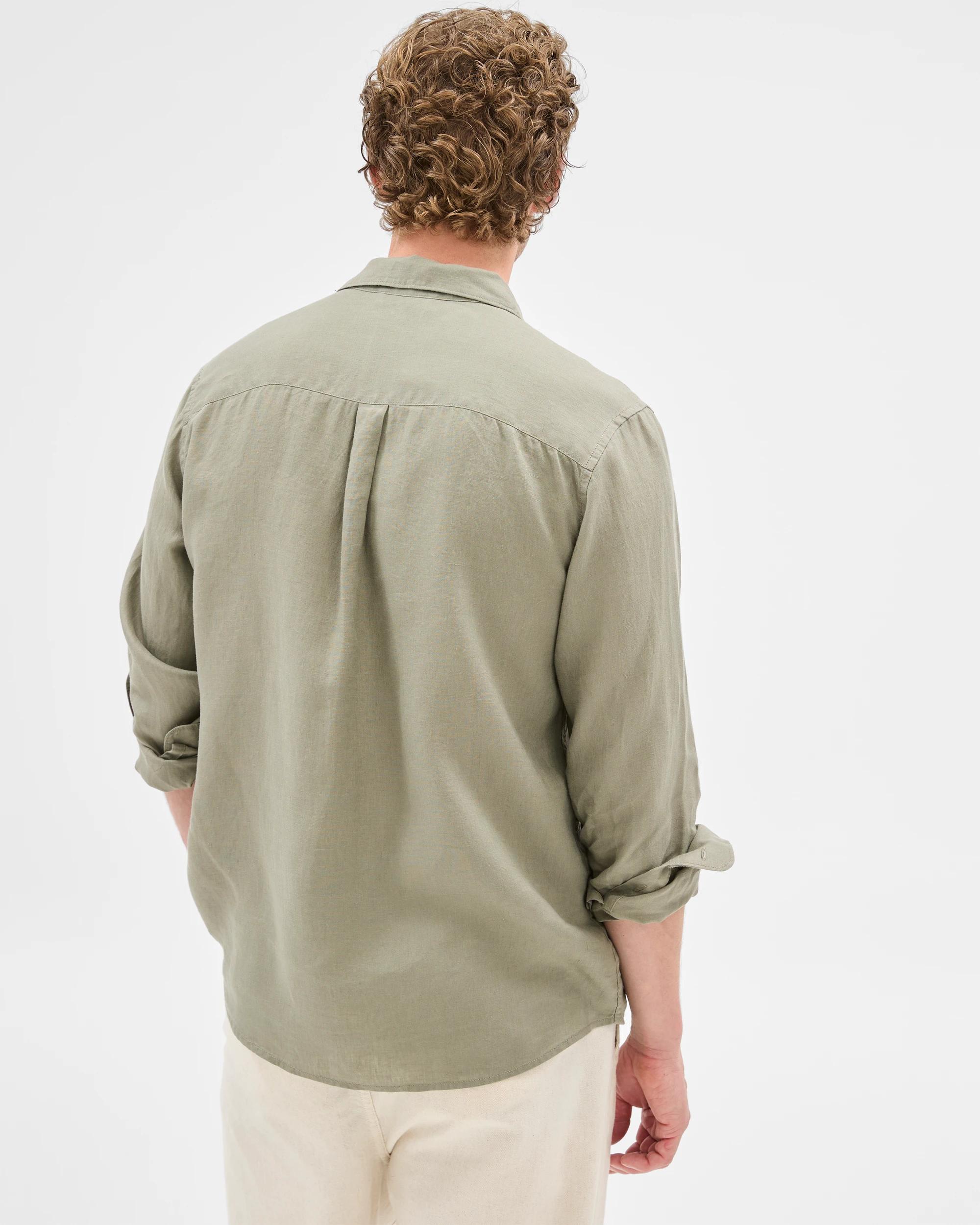 7 Target European Linen Long Sleeve Shirt KHAKI, 7 of 7