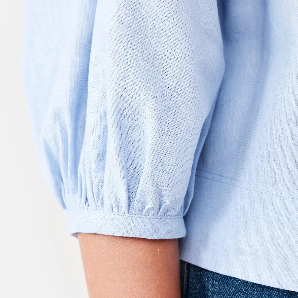 5 Long Sleeve Linen Blend Top BRUNI BLUE, 5 of 5