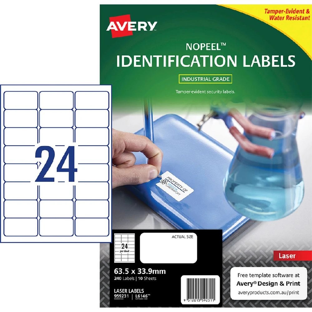 1 Avery 24UP NoPeel Laser Labels White 10 Sheets, 1 of 4