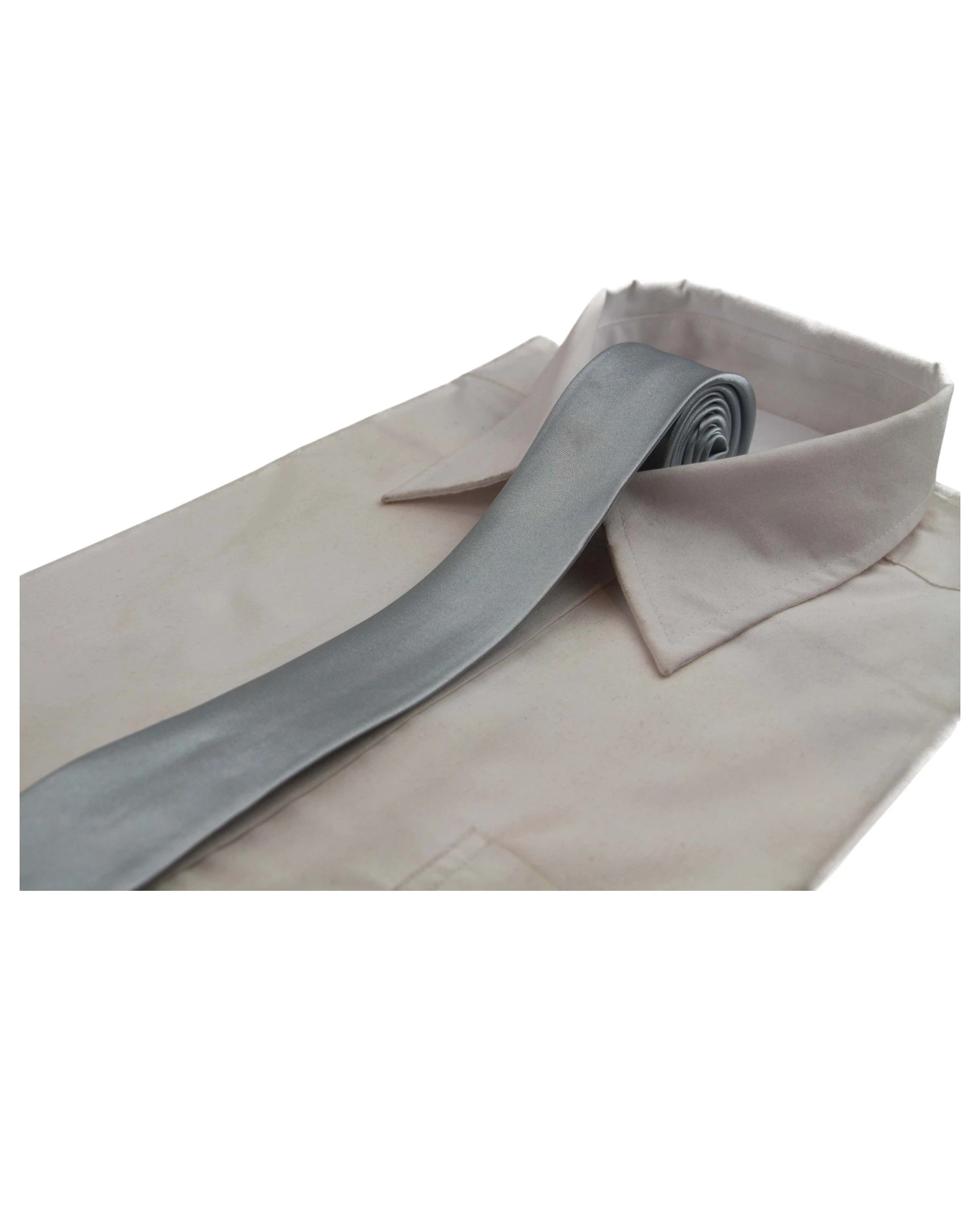 1 Zasel Mens 5cm Skinny Plain Neck Tie - Silver, 1 of 1