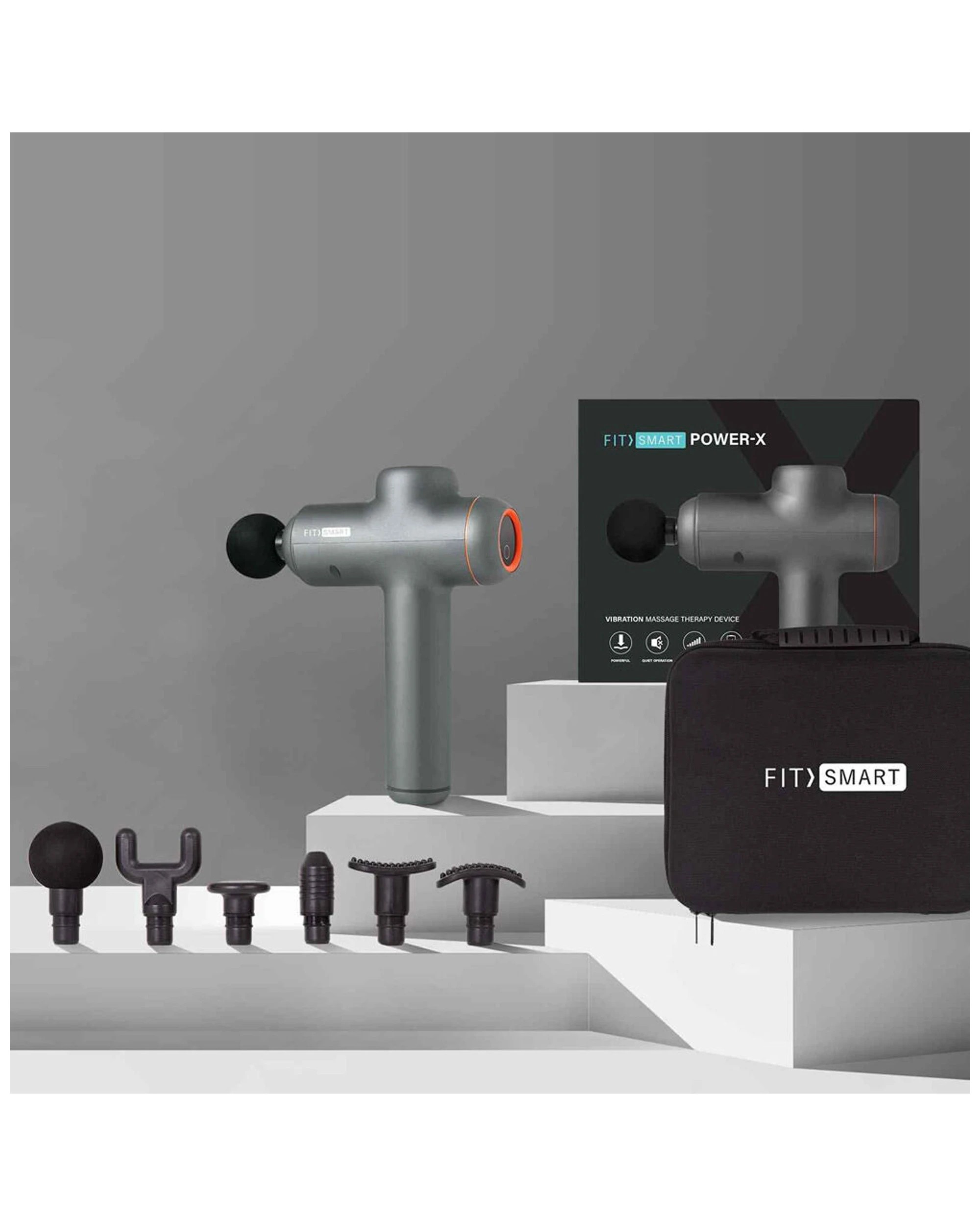 2 FitSmart LED Power-X Vibration Therapy Device Massage Gun LCD Display 6 Modes - Grey, 2 of 10