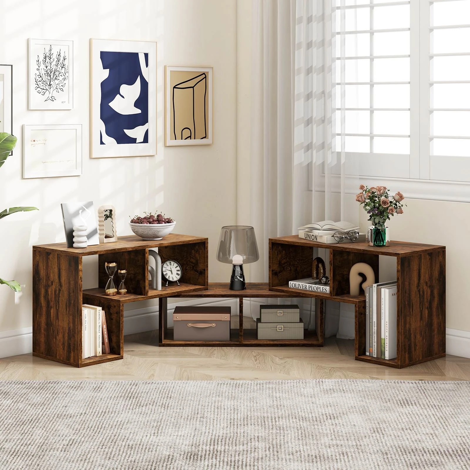 4 Costway 3PCS Convertible Media Console Table TV Cabinet Entertainment Unit, 4 of 4