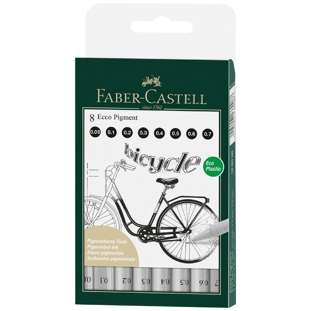 1 Faber-Castell Ecco Pigment Fineliner Bicycle 8 Pack, 1 of 1