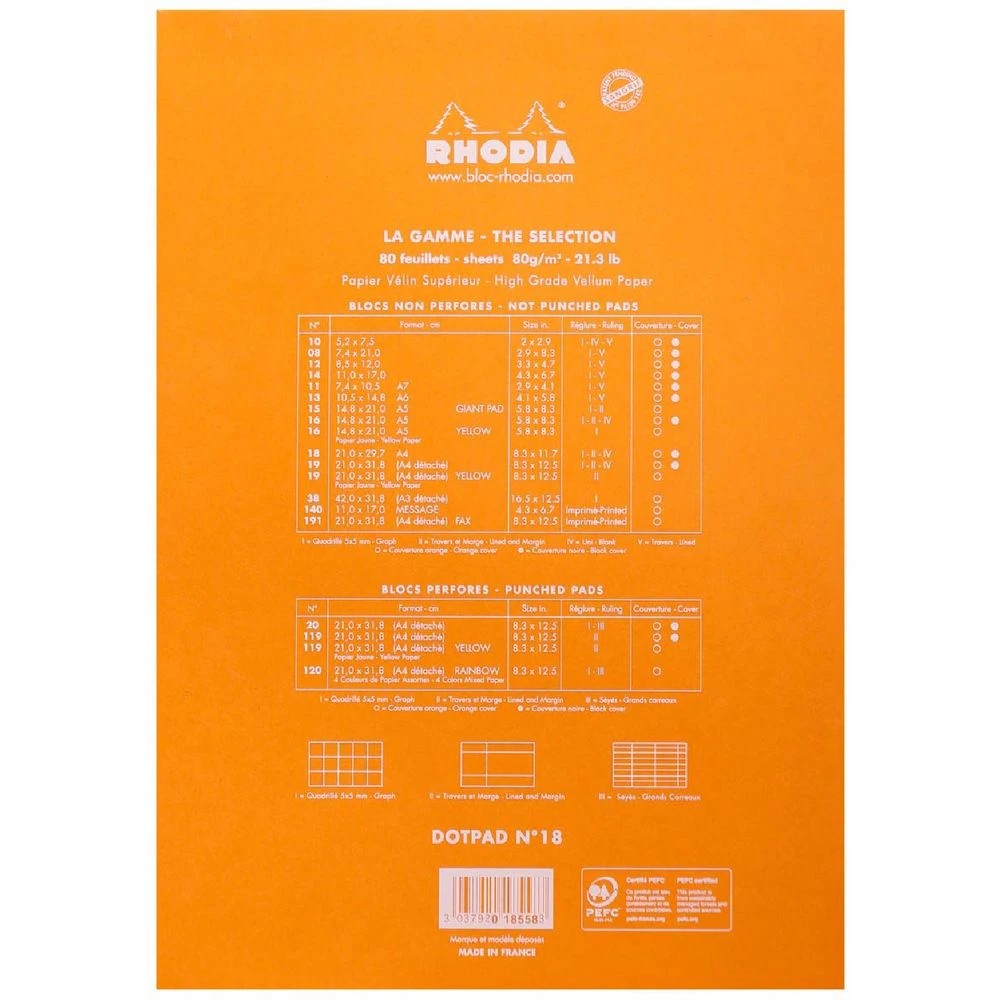 4 Rhodia No. 18 A4 Dot Grid Pad Orange 80 Sheets, 4 of 4