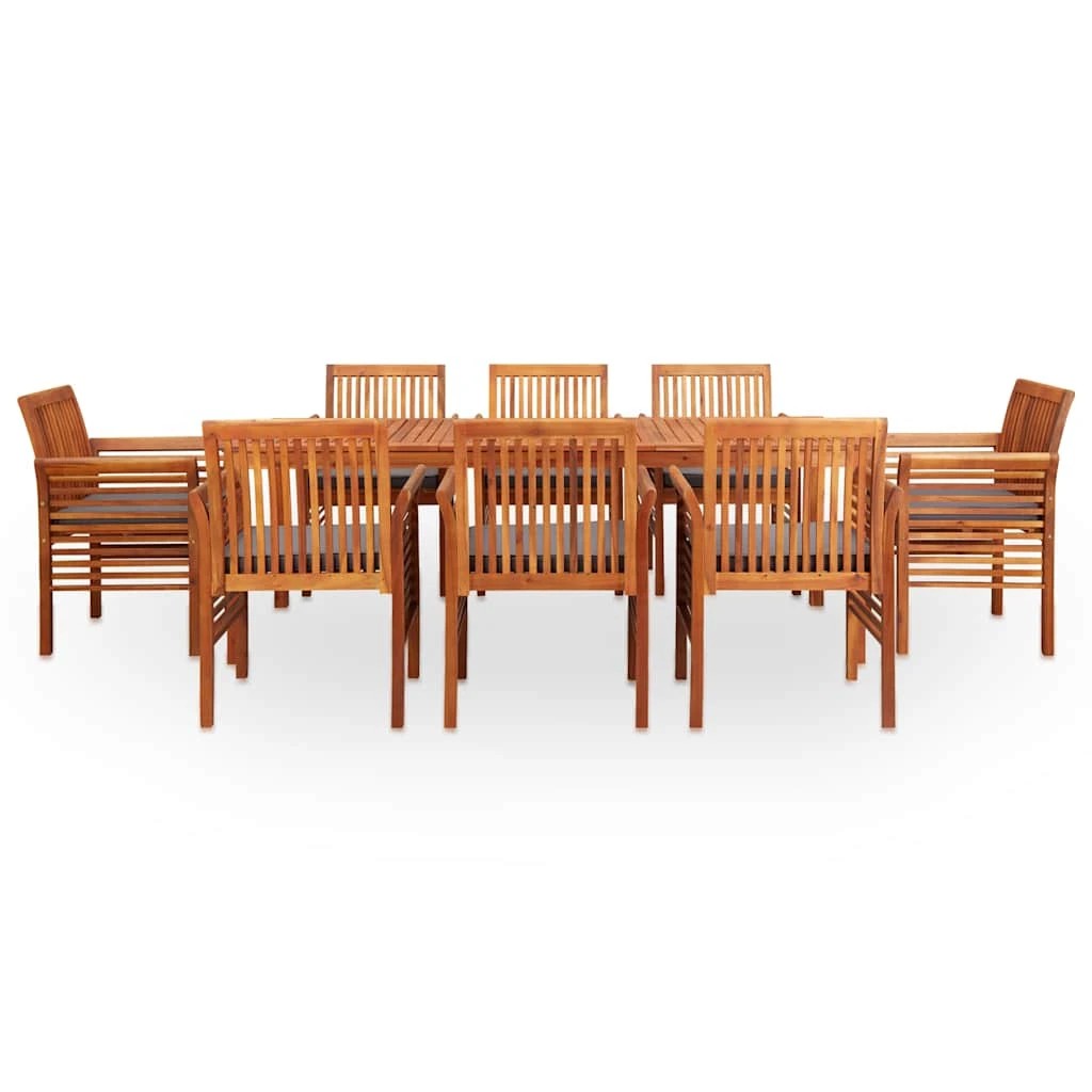1 Vidaxl 9 Piece Outdoor Dining Set With Cushions Solid Wood Acacia - Brown, 1 of 8