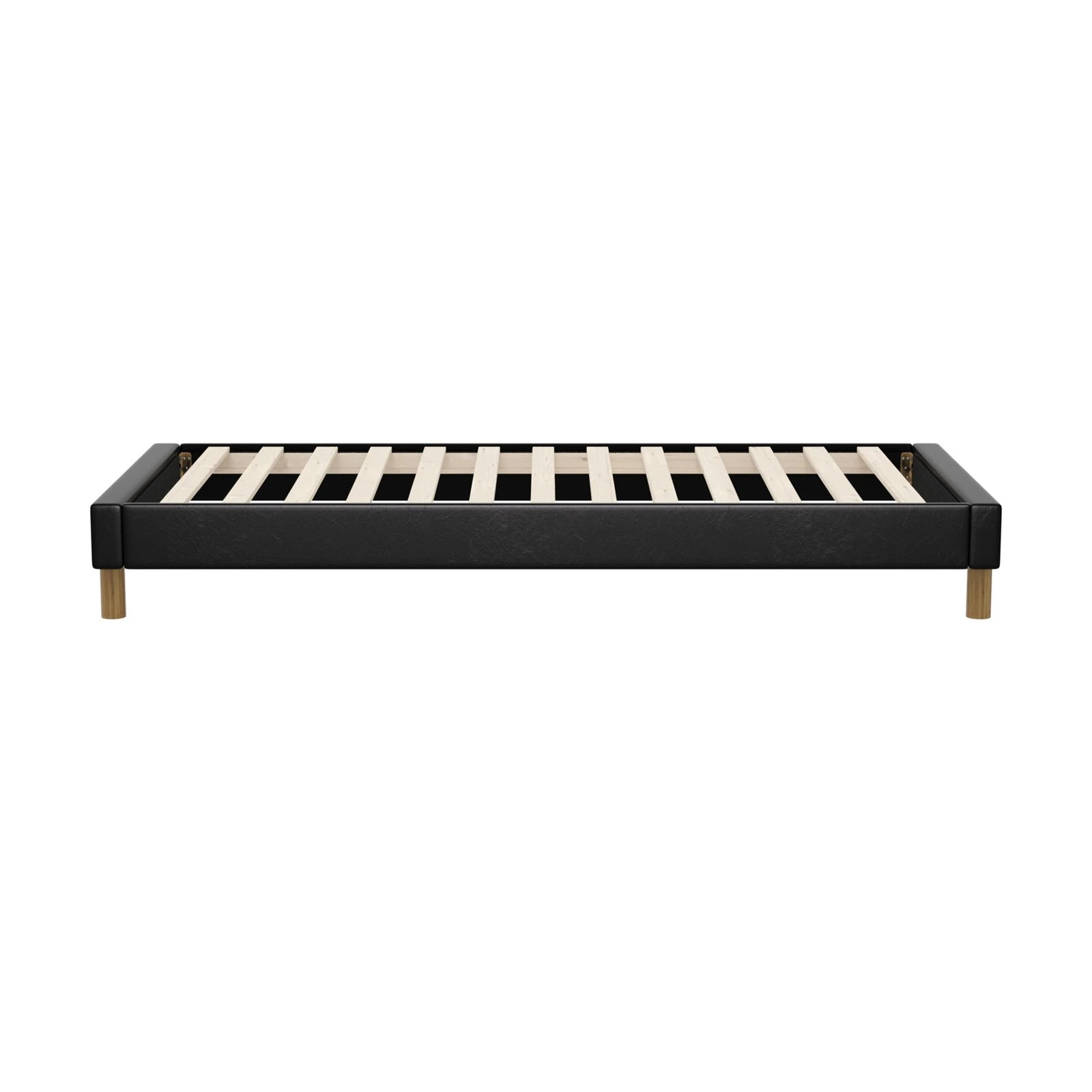 8 Oikiture Bed Frame Single Size Bed Base PU Leather - Black, 8 of 9