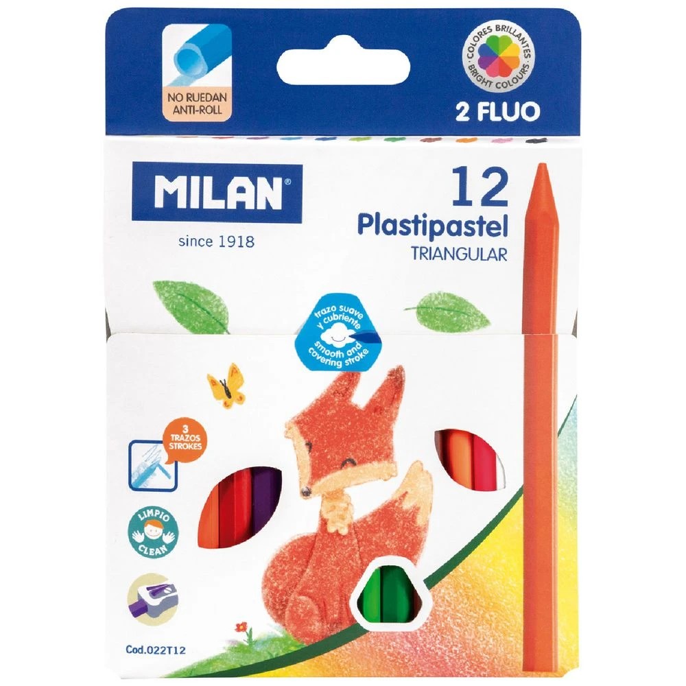 1 Milan Triangular Plastipastel Pencils Assorted 12 Pack, 1 of 3