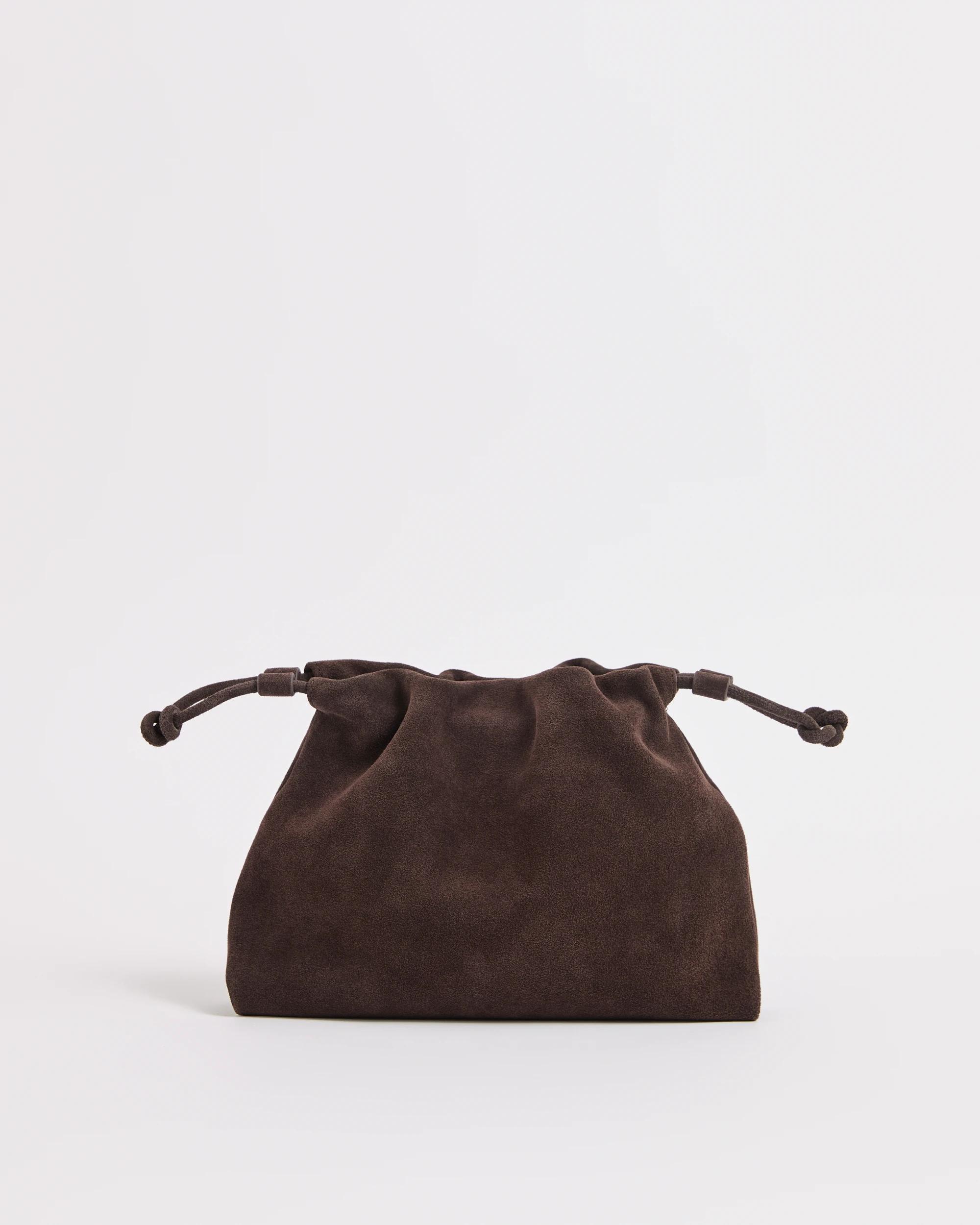1 Target Accessories Premium Suede Leather Gathered Clutch Bag BITTER CHOCOLATE, 1 of 4