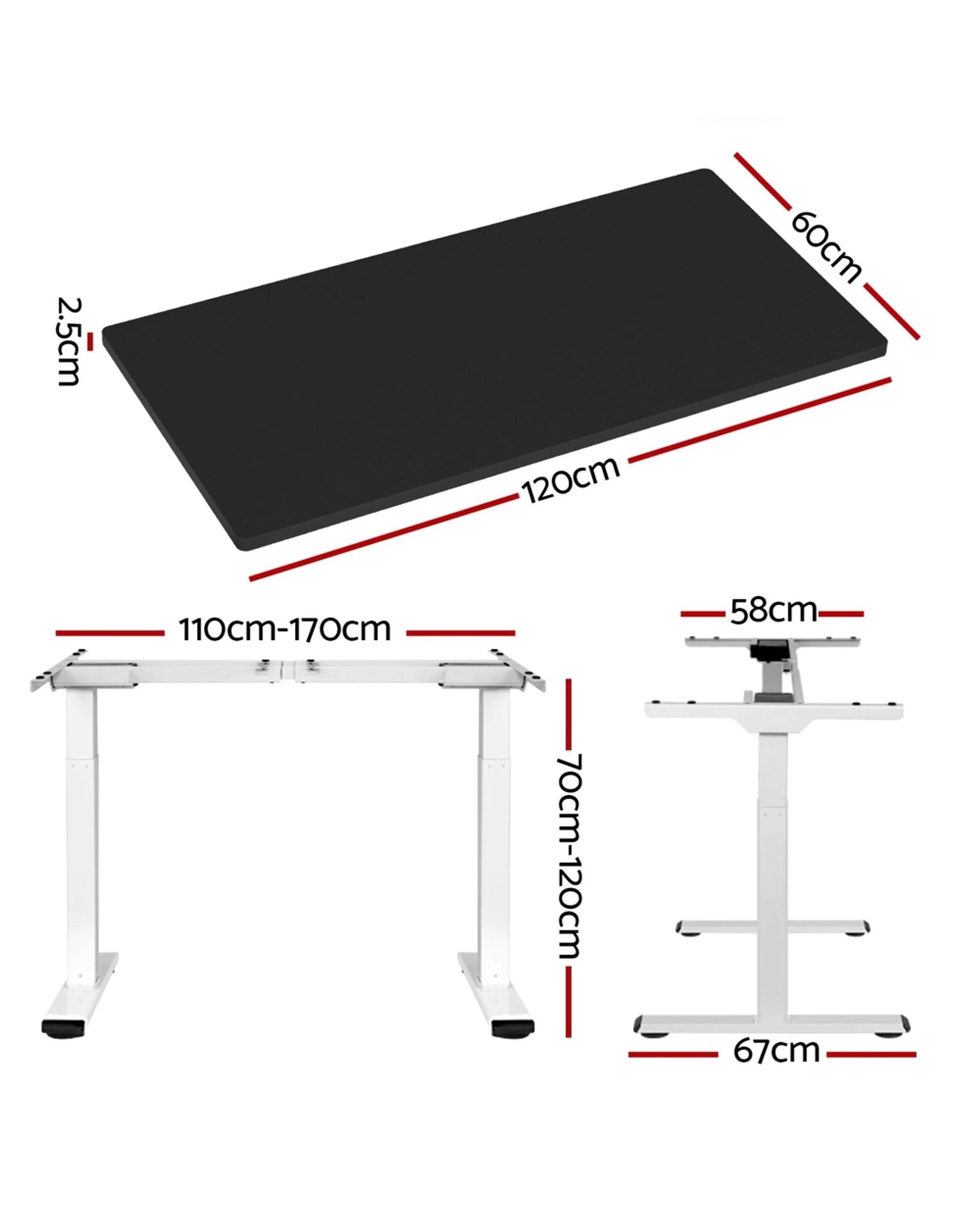 2 Artiss Standing Desk Motorised Dual Motor 120CM - Black, 2 of 5