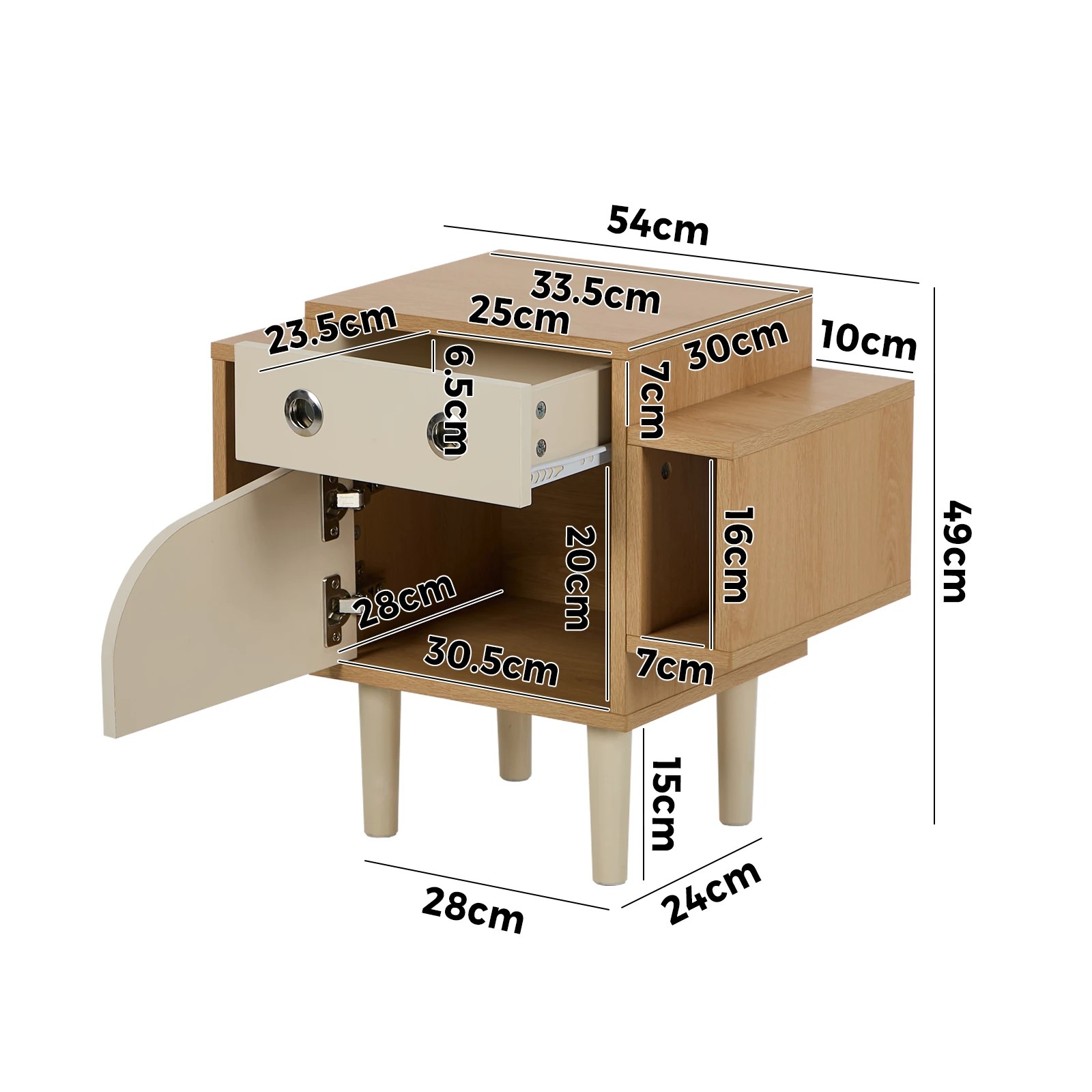 2 Oikiture Kids Robot Bedside Table Nightstand With Drawer Bedroom Storage Cabinet - Natural, 2 of 8
