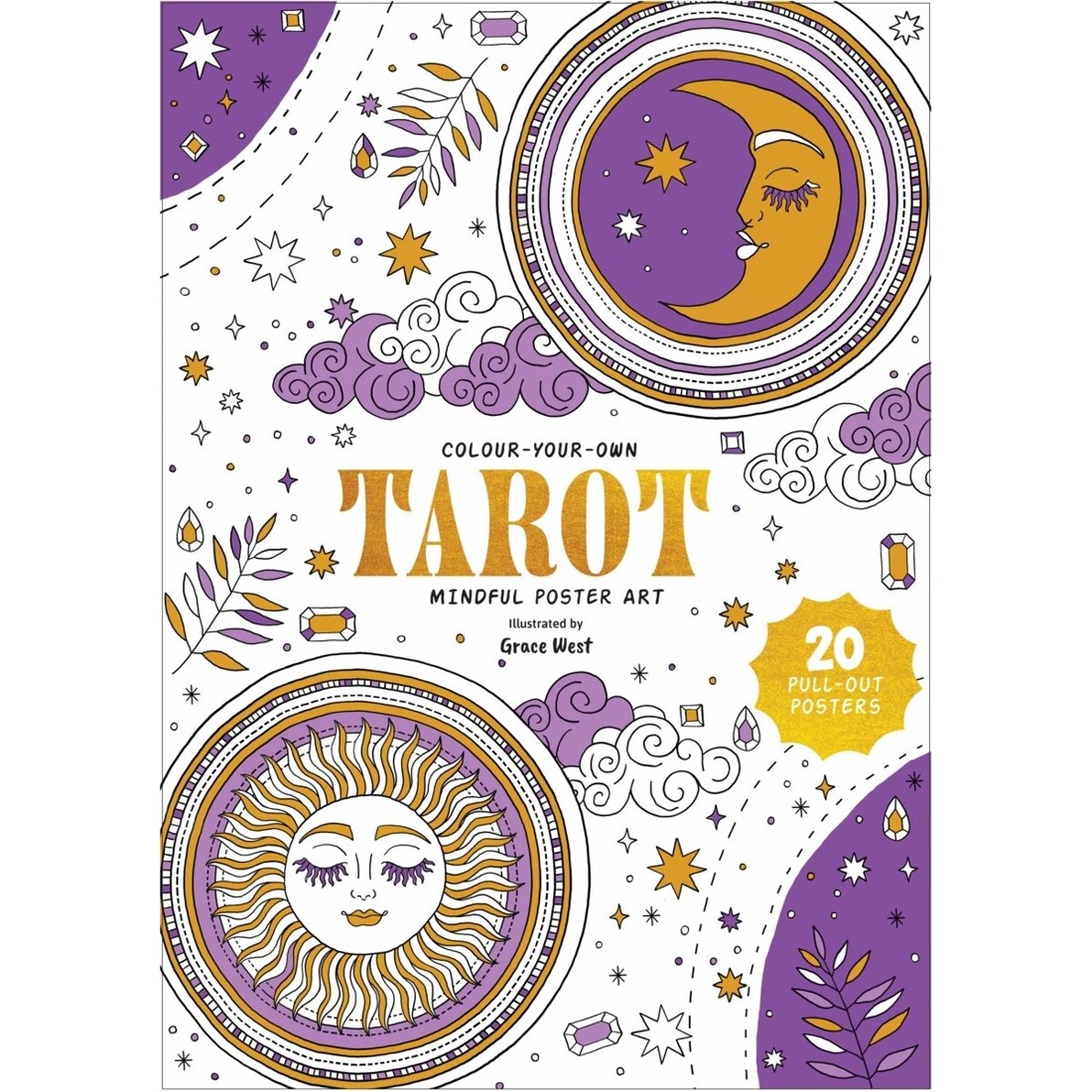1 Colour-Your-Own Tarot Mindful Poster Art by Grace West - Book, 1 of 2