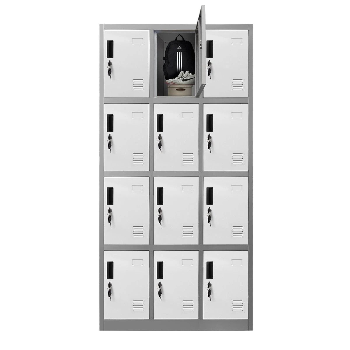 4 Ausway 12 Doors Locker Cabinet Steel Storage Cupboard for Office School Gym, 4 of 4