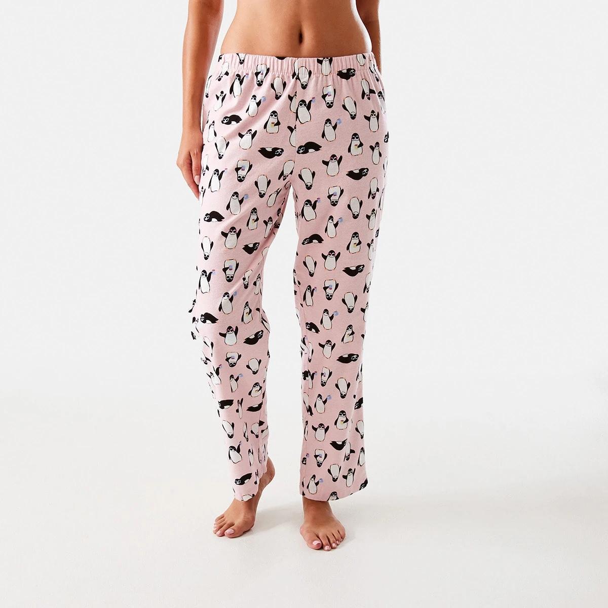1 Printed Flannel Pants Penguin, 1 of 5